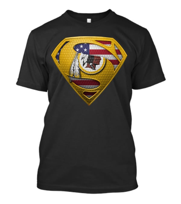 Washington Redskins Superhero Emblem American Flag T-Shirt
