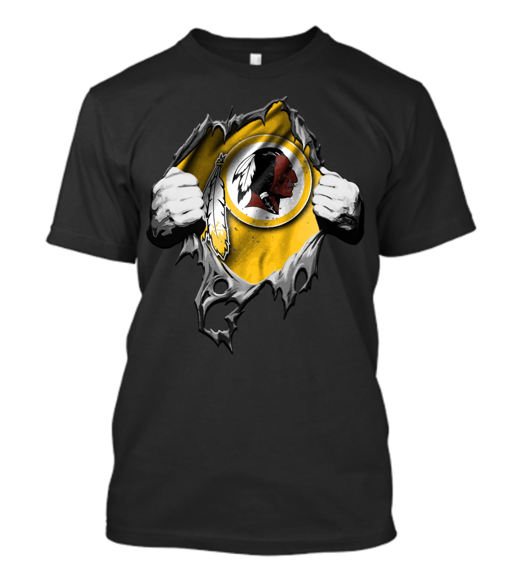 Torn V2 Washington Redskins Logo Peeling Hands T-Shirt