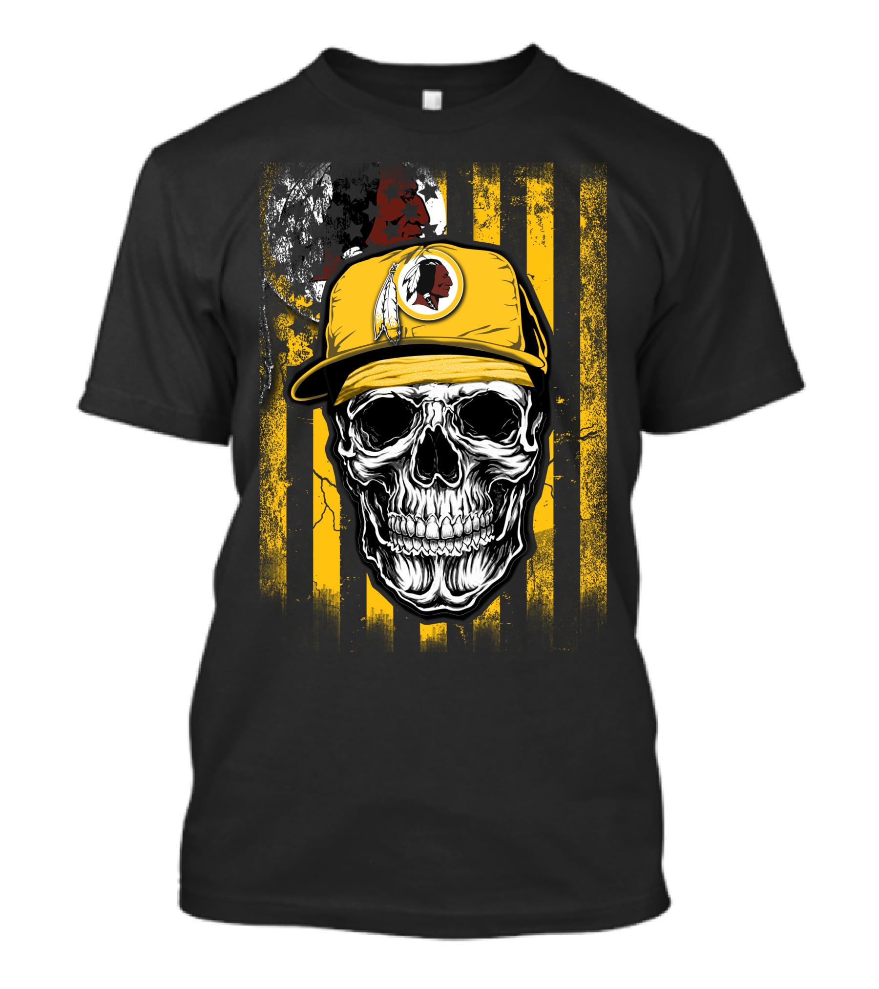 Skull V1 Washington Redskins Hat Stripes Iconic Sports Symbol T-Shirt