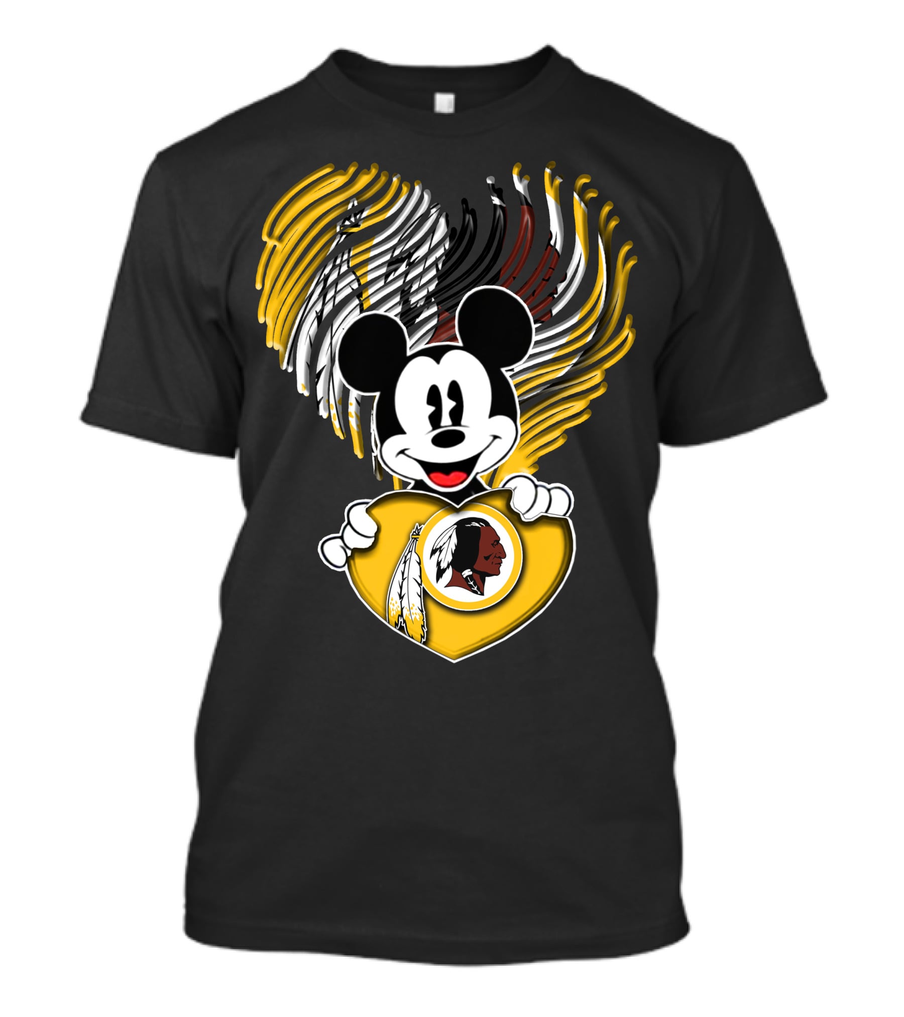 Mick V1 Washington Redskins Heart Motif With Feathers T-Shirt