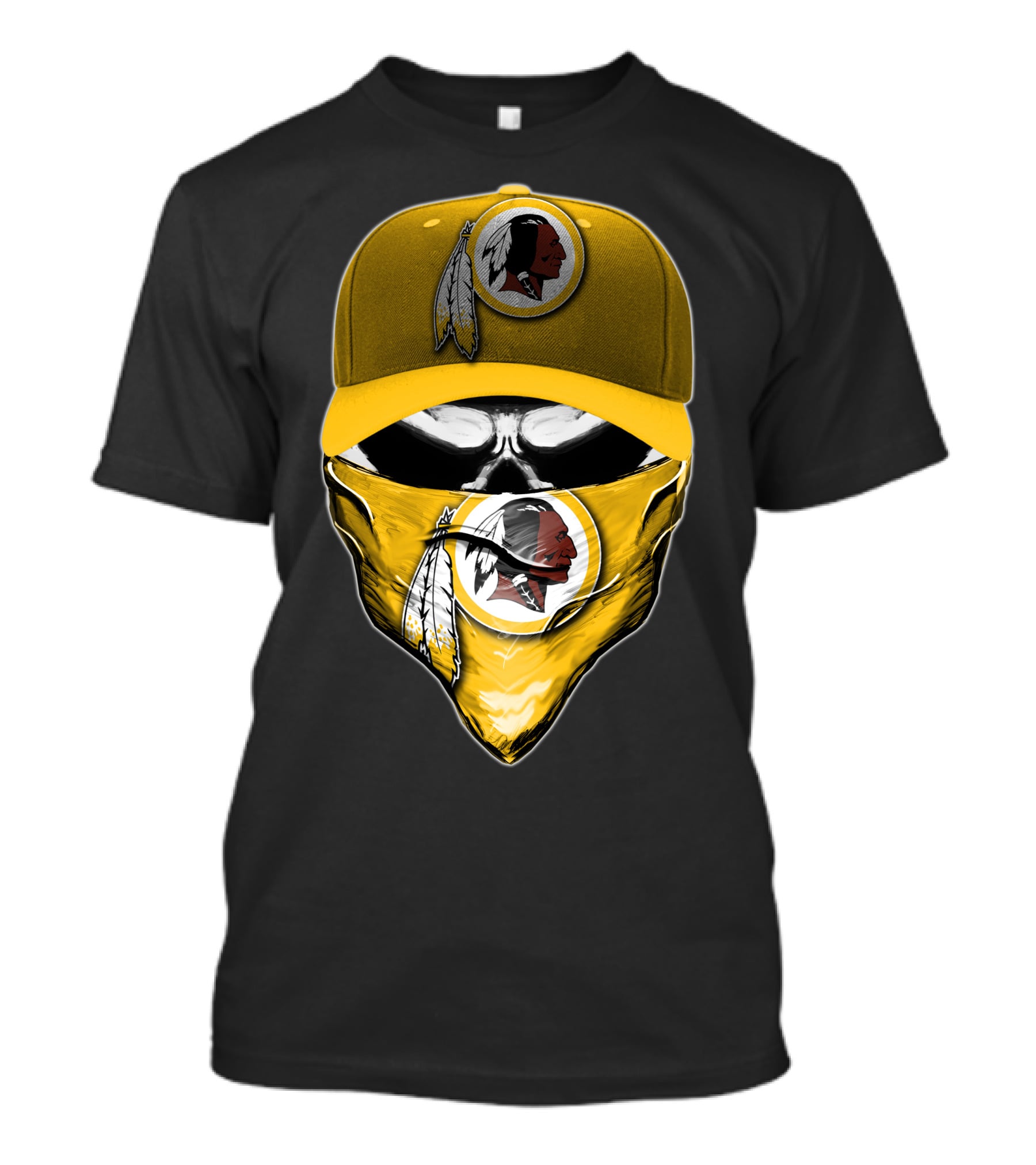 Skull V6 Washington Redskins Logo Bandana And Cap T-Shirt