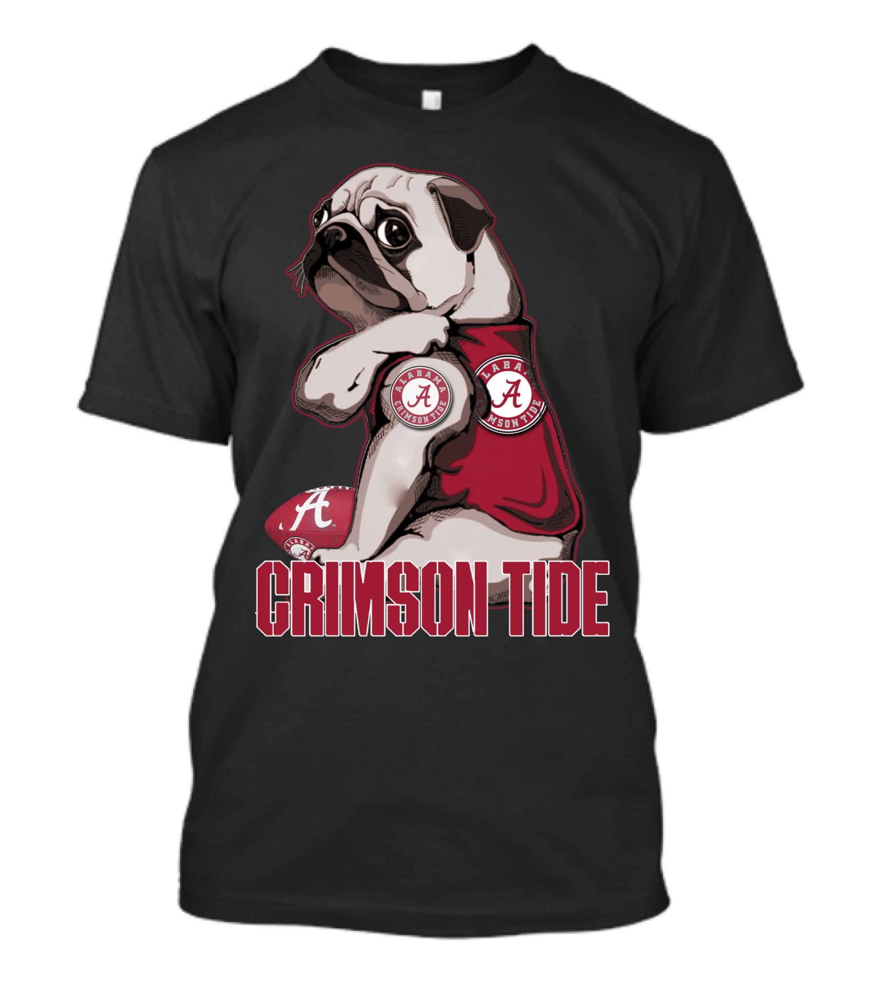 Pug Alabama Crimson Tide Football Fan Puppy T-Shirt