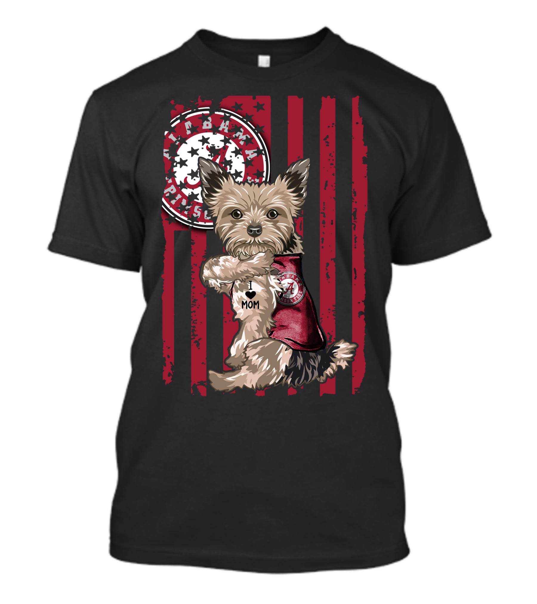 Yorkshire Terrier I Love Mom Alabama Crimson Tide T-Shirt