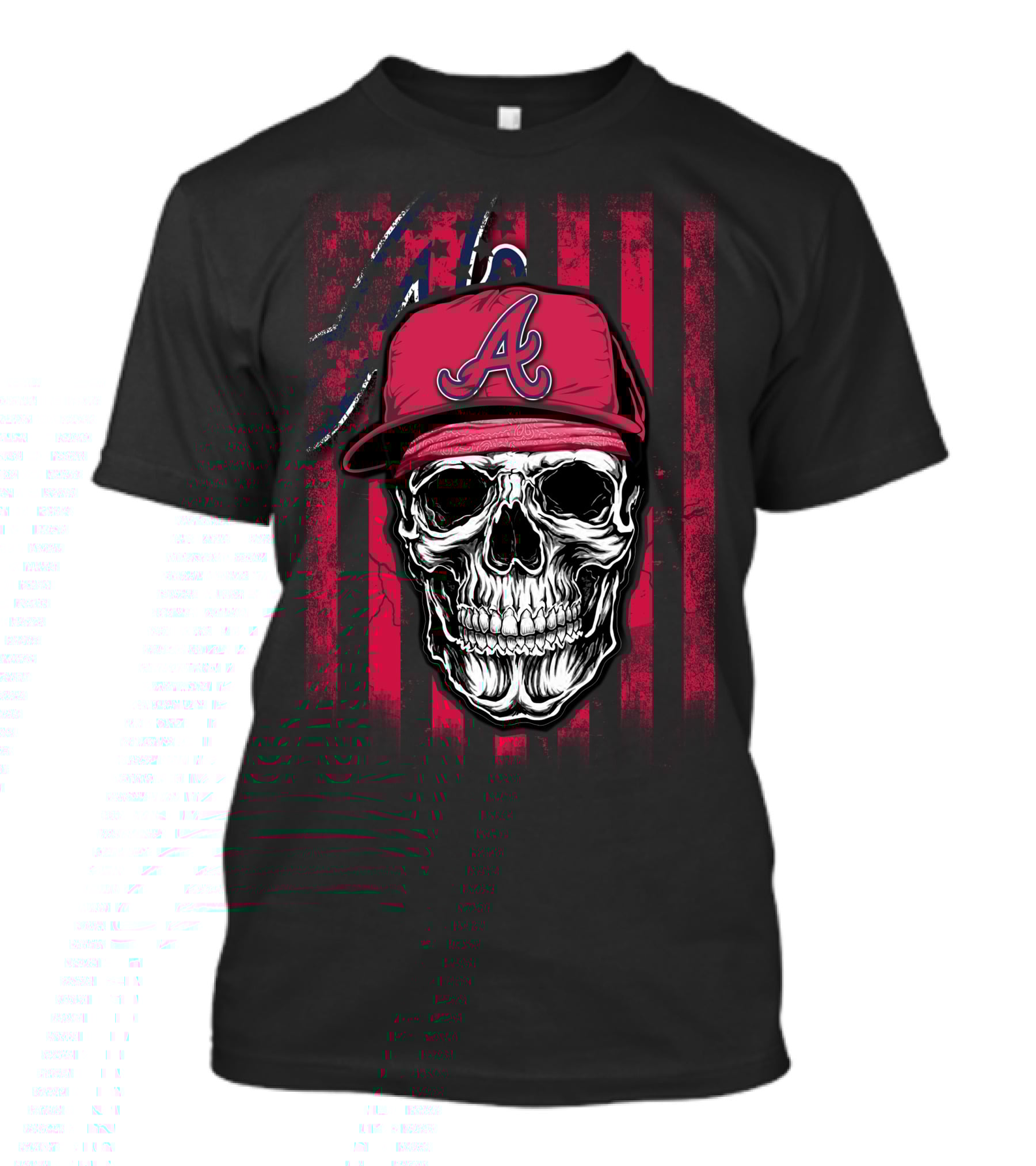 Skull With Atlanta Braves Hat On T-Shirt