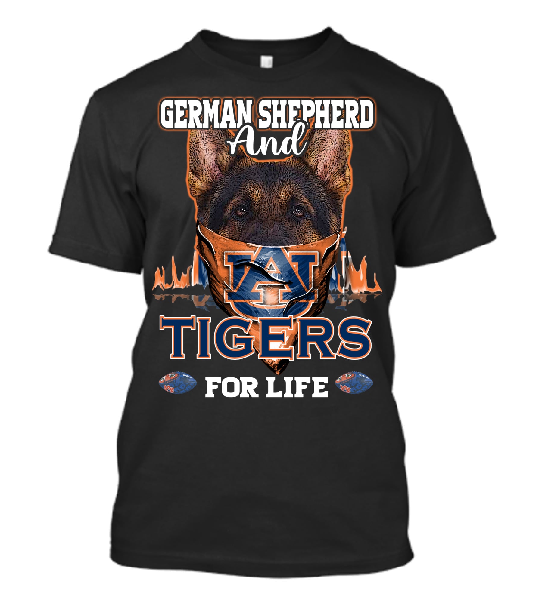German Shepherd And Auburn Tigers For Life T-Shirt