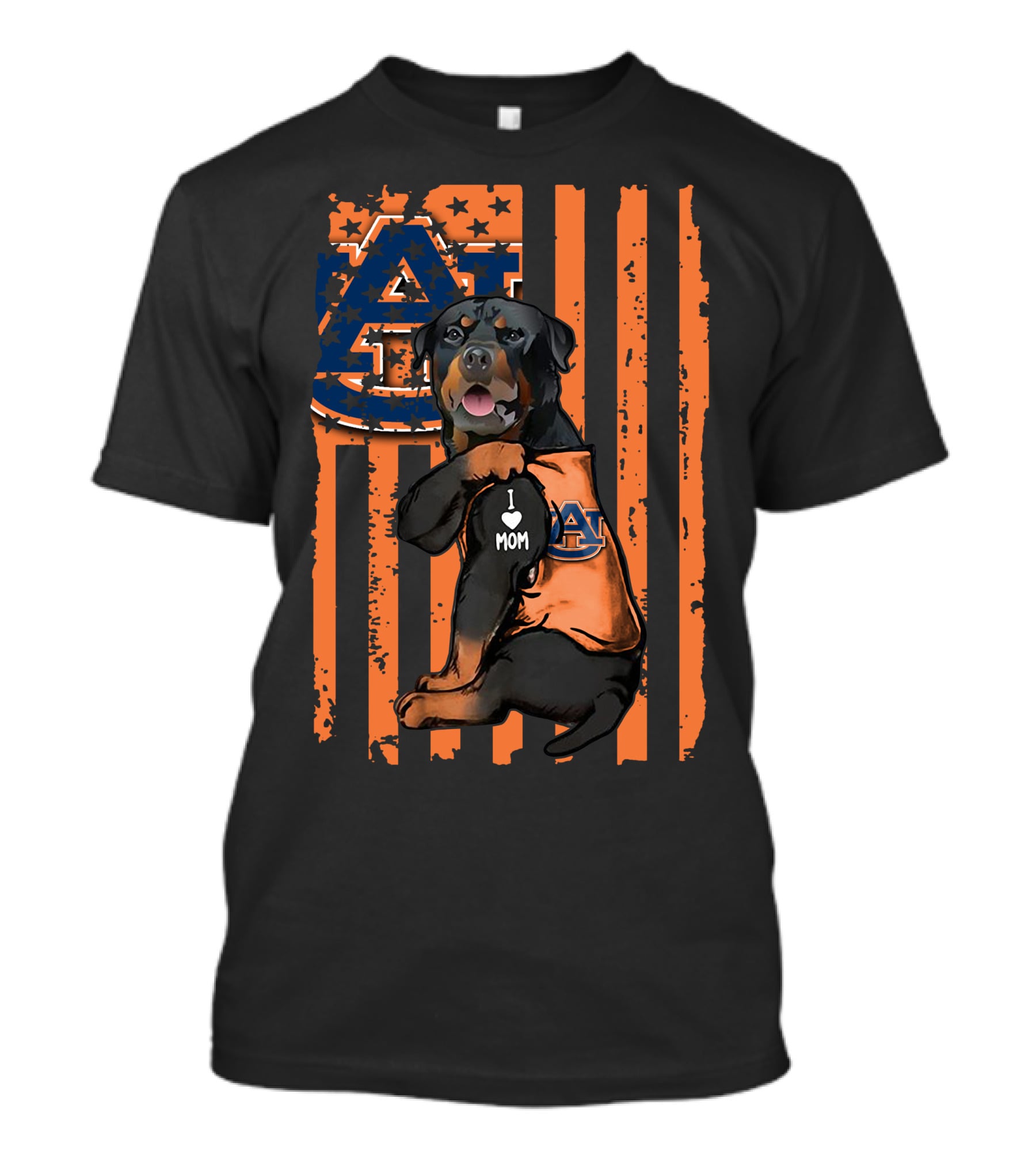 Rottweiler Auburn Tigers I Love Mom T-Shirt