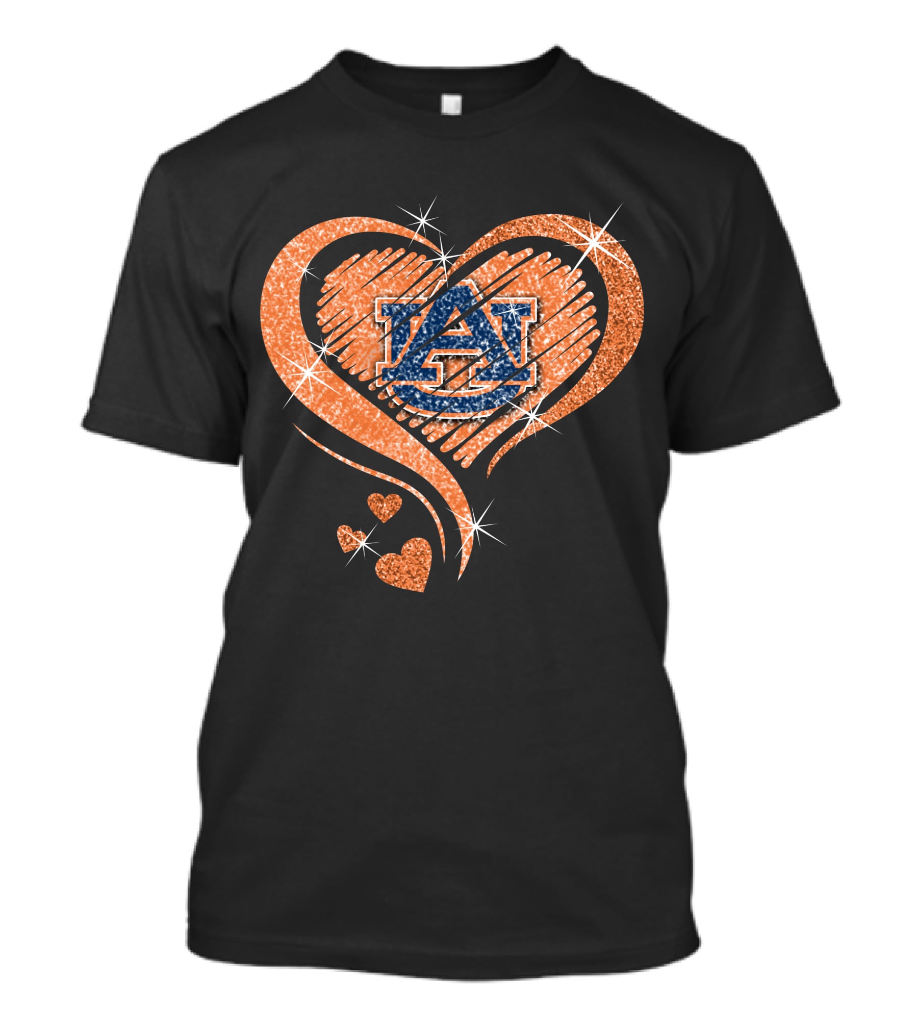 Auburn Tigers Heart With Logo Sparkles T-Shirt