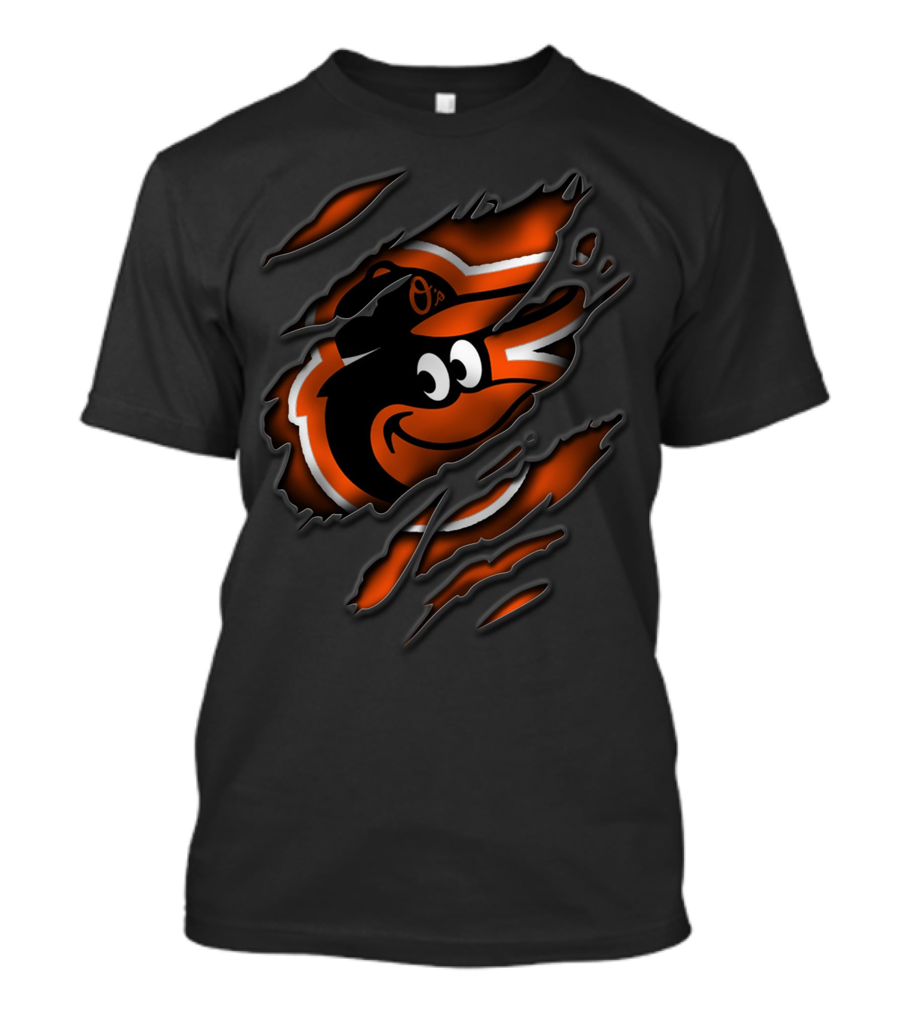 Torn Baltimore Orioles Cartoon Bird T-Shirt