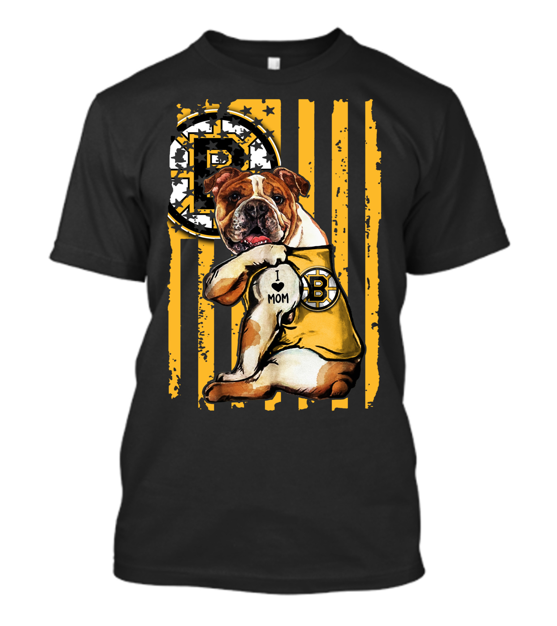 Bulldog Boston Bruins I Love Mom T-Shirt