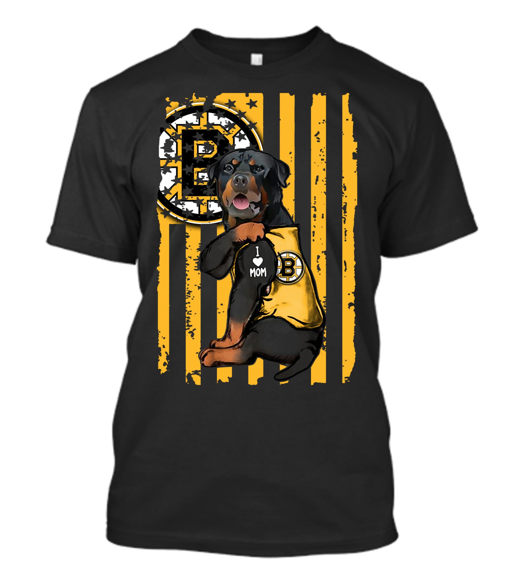 Rottweiler Boston Bruins I Love Mom T-Shirt