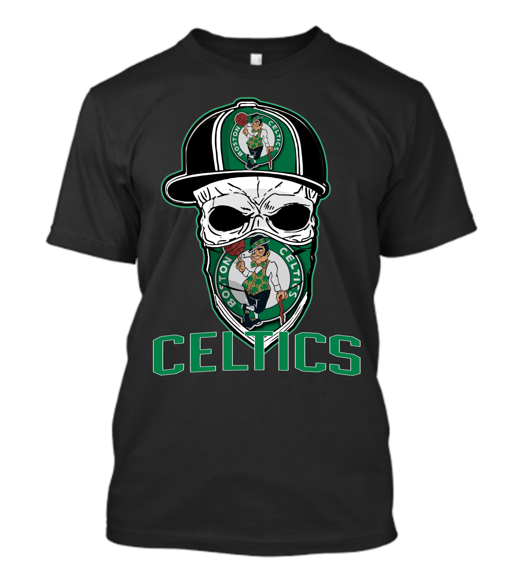 Boston Celtics Skull Hat T-Shirt