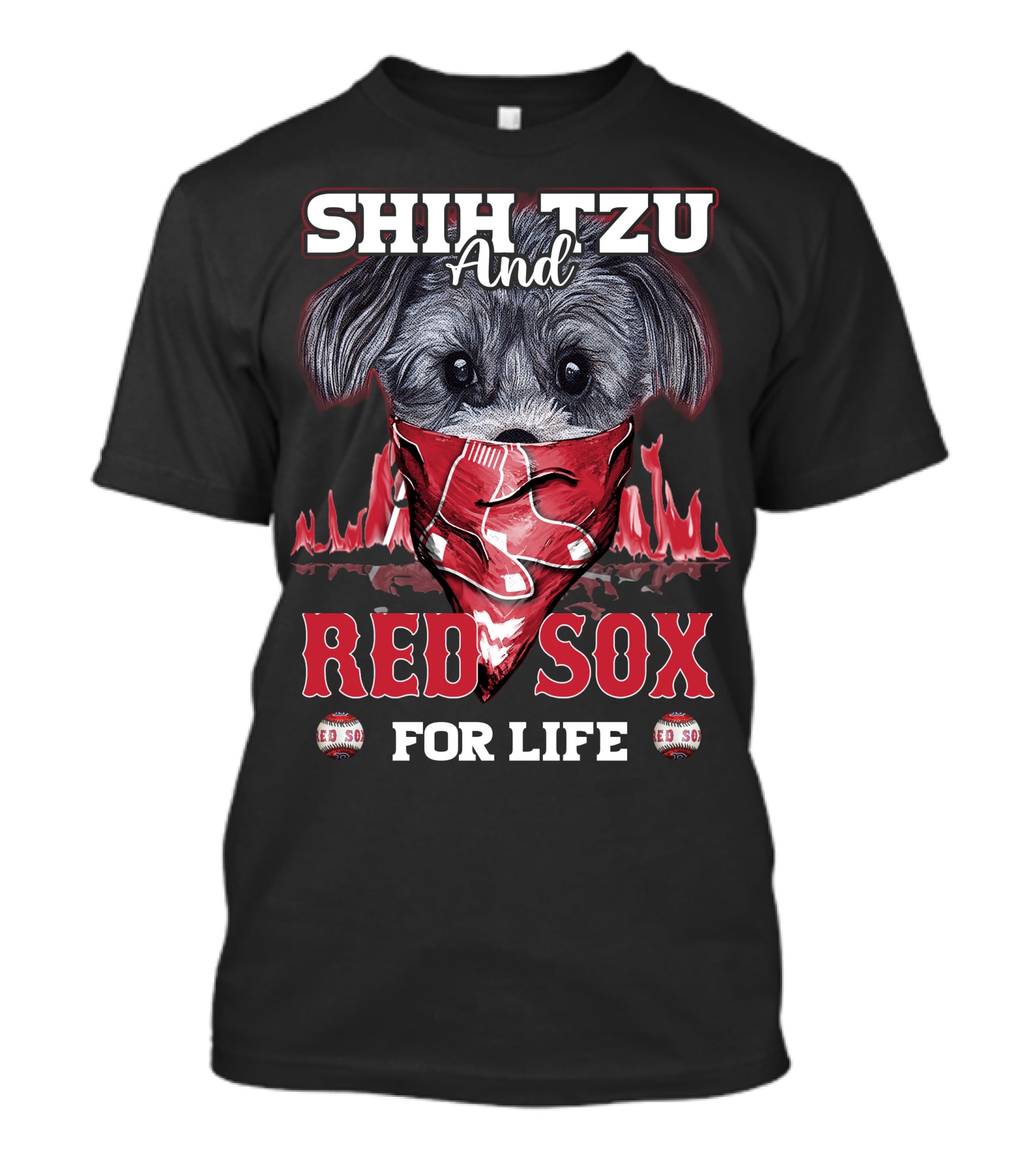 Shih Tzu And Red Sox For Life T-Shirt