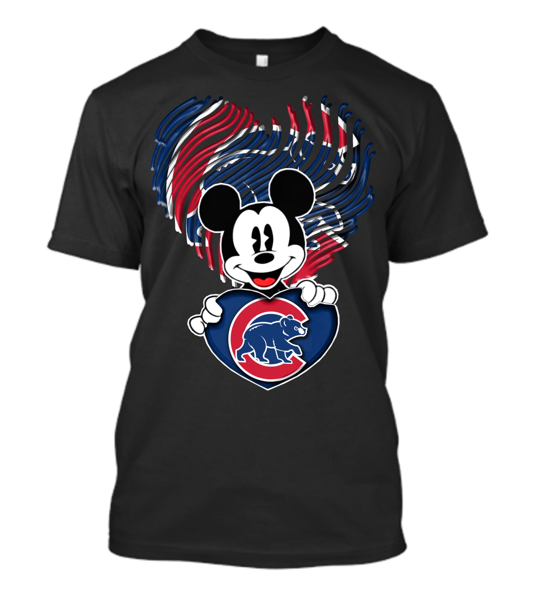 Mick Mouse Chicago Cubs Bear Heart T-Shirt