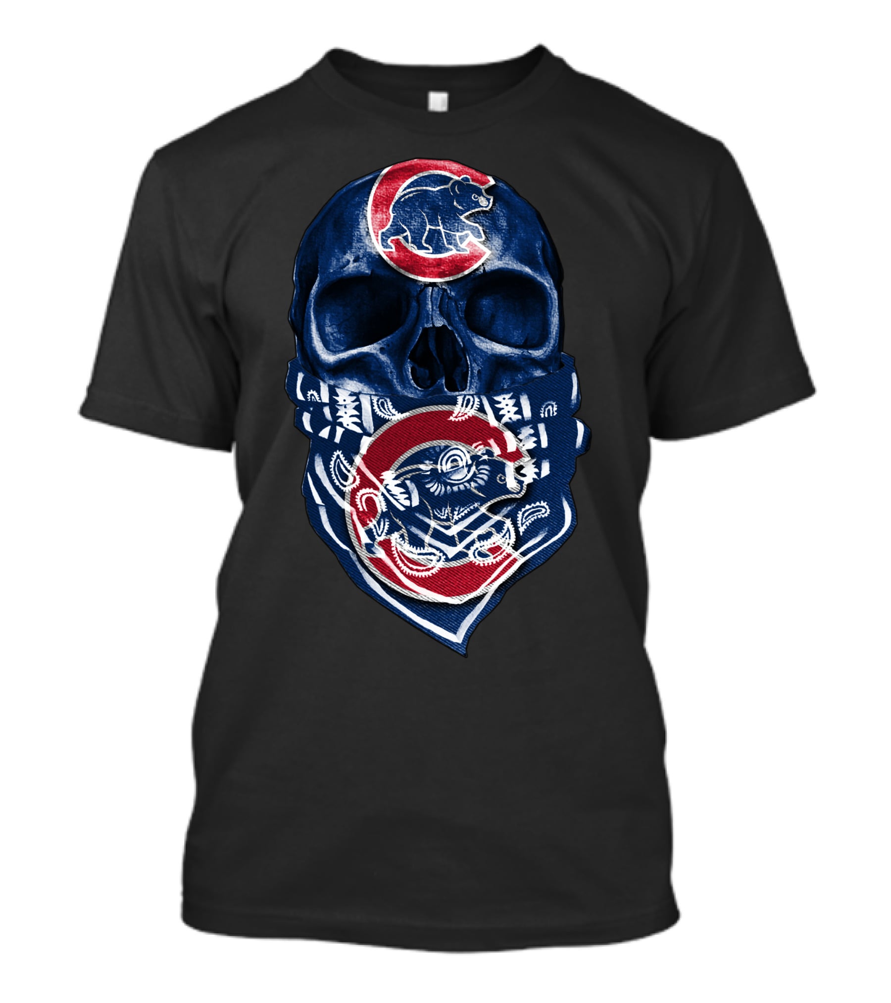 Chicago Cubs Skull Bandana Bear T-Shirt