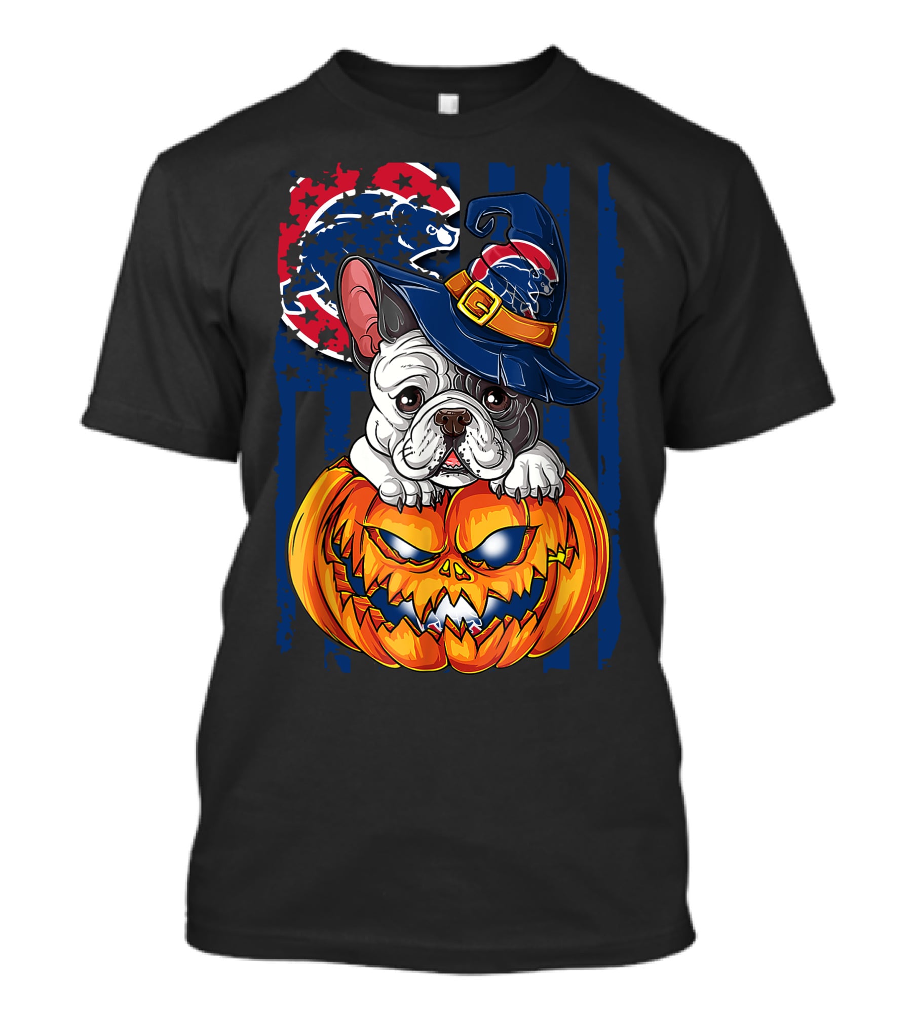 Hlw Bulldog Chicago Cubs Halloween Pumpkin Wizard T-Shirt