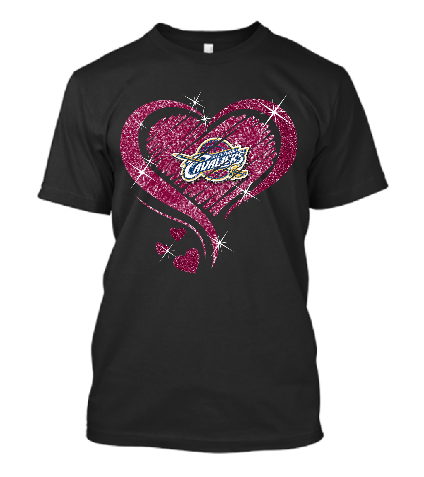 Heart Diamond Cleveland Cavaliers Valentine's Glitter T-Shirt