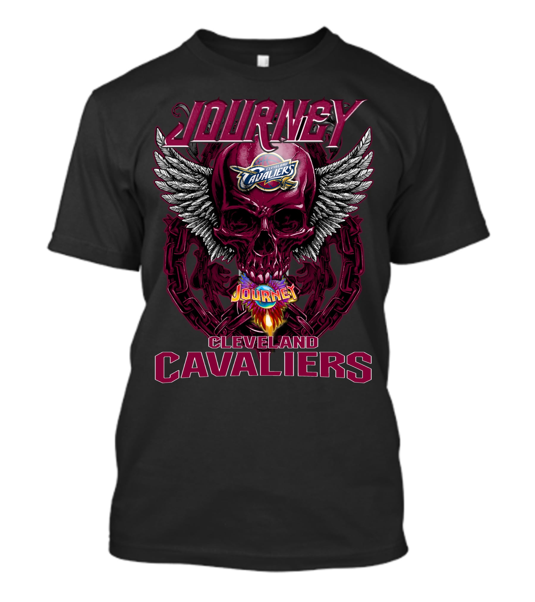 Journey Cleveland Cavaliers Skull Wings T-Shirt