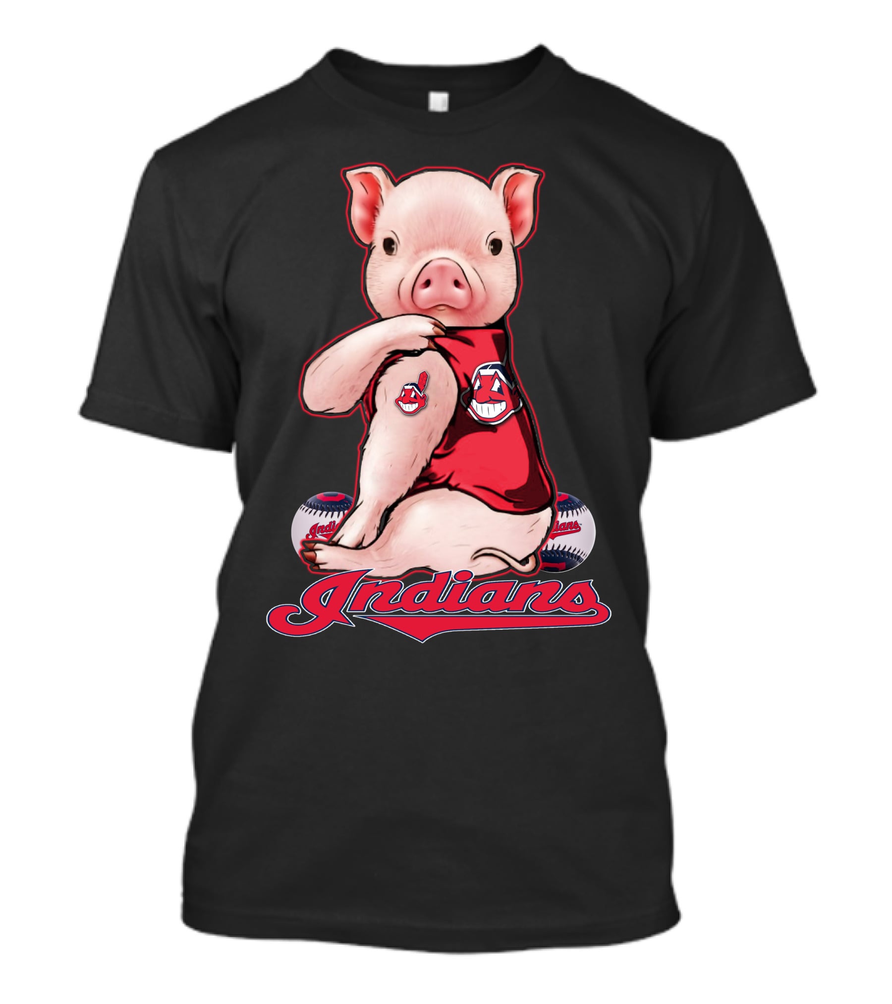 Indians Pig Mascot Cleveland Baseball T-Shirt