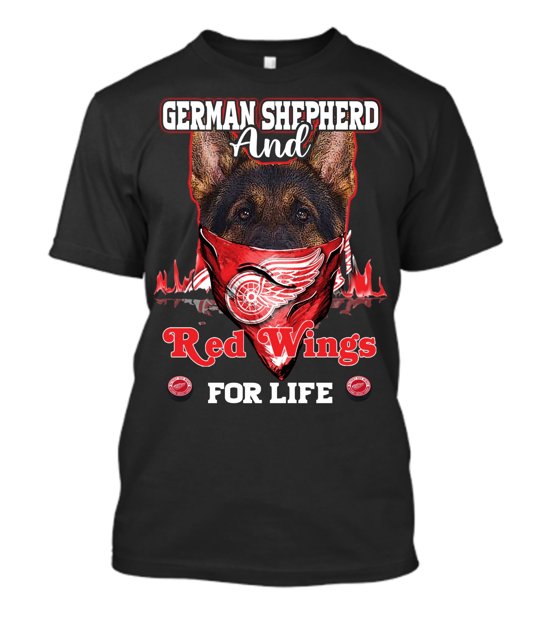 German Shepherd And Red Wings For Life T-Shirt
