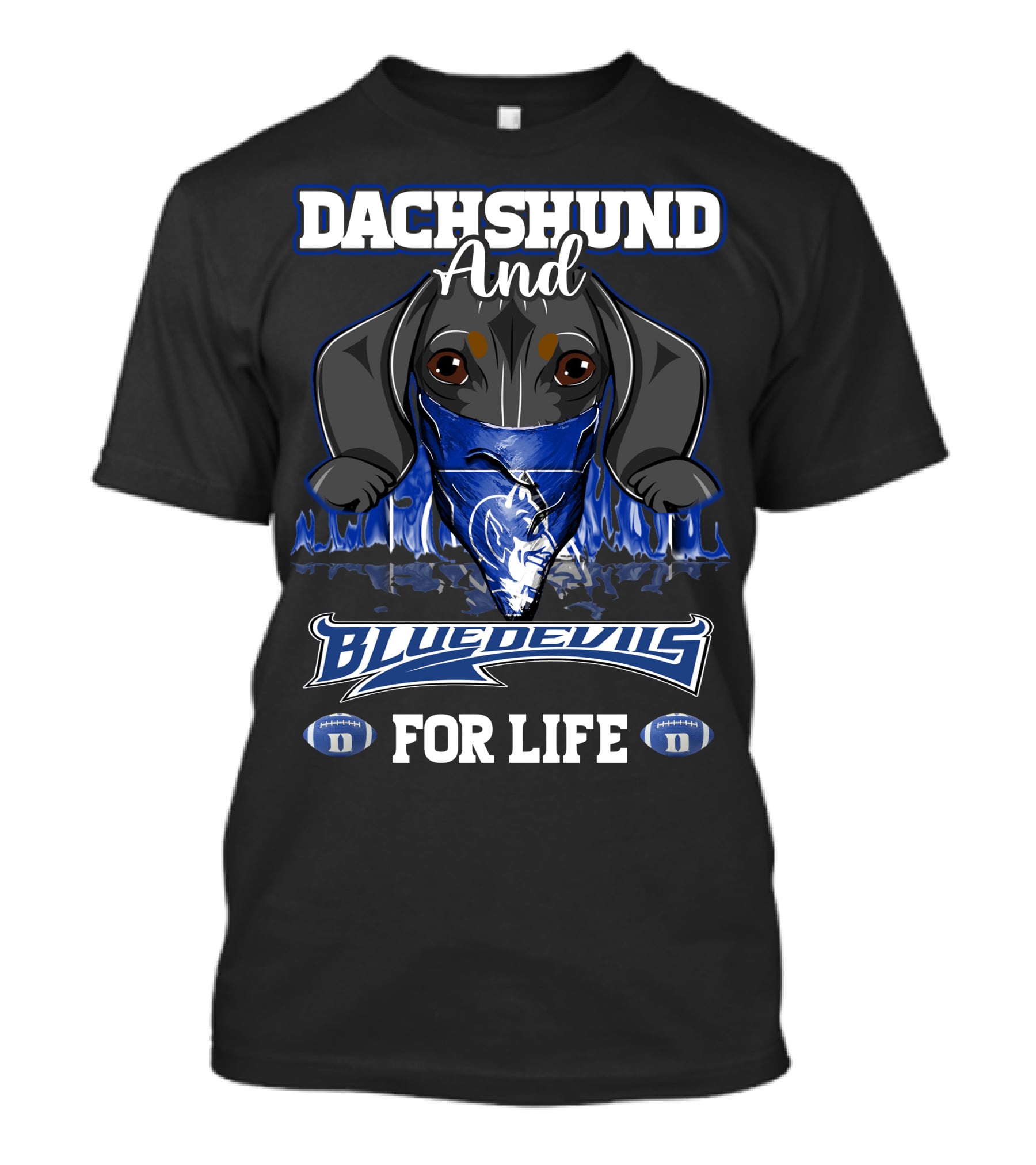 Dachshund And Duke Blue Devils For Life T-Shirt