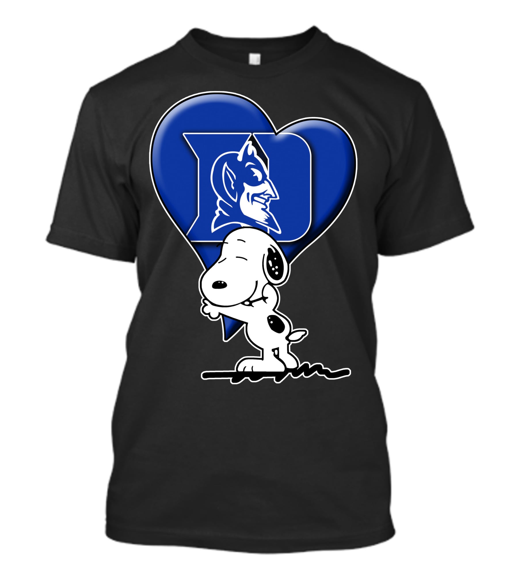 Snoopy Hugging Duke Blue Devils Heart T-Shirt