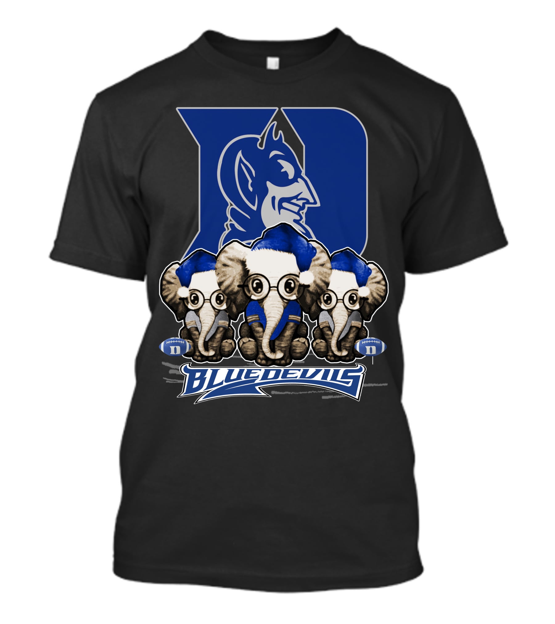 Elephant Xmas Duke Blue Devils Holiday Trio T-Shirt