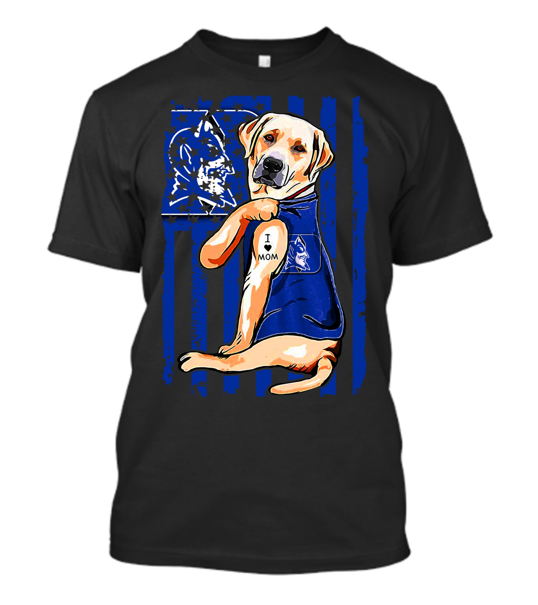 Labrador Retriever Duke Blue Devils I Love Mom T-Shirt