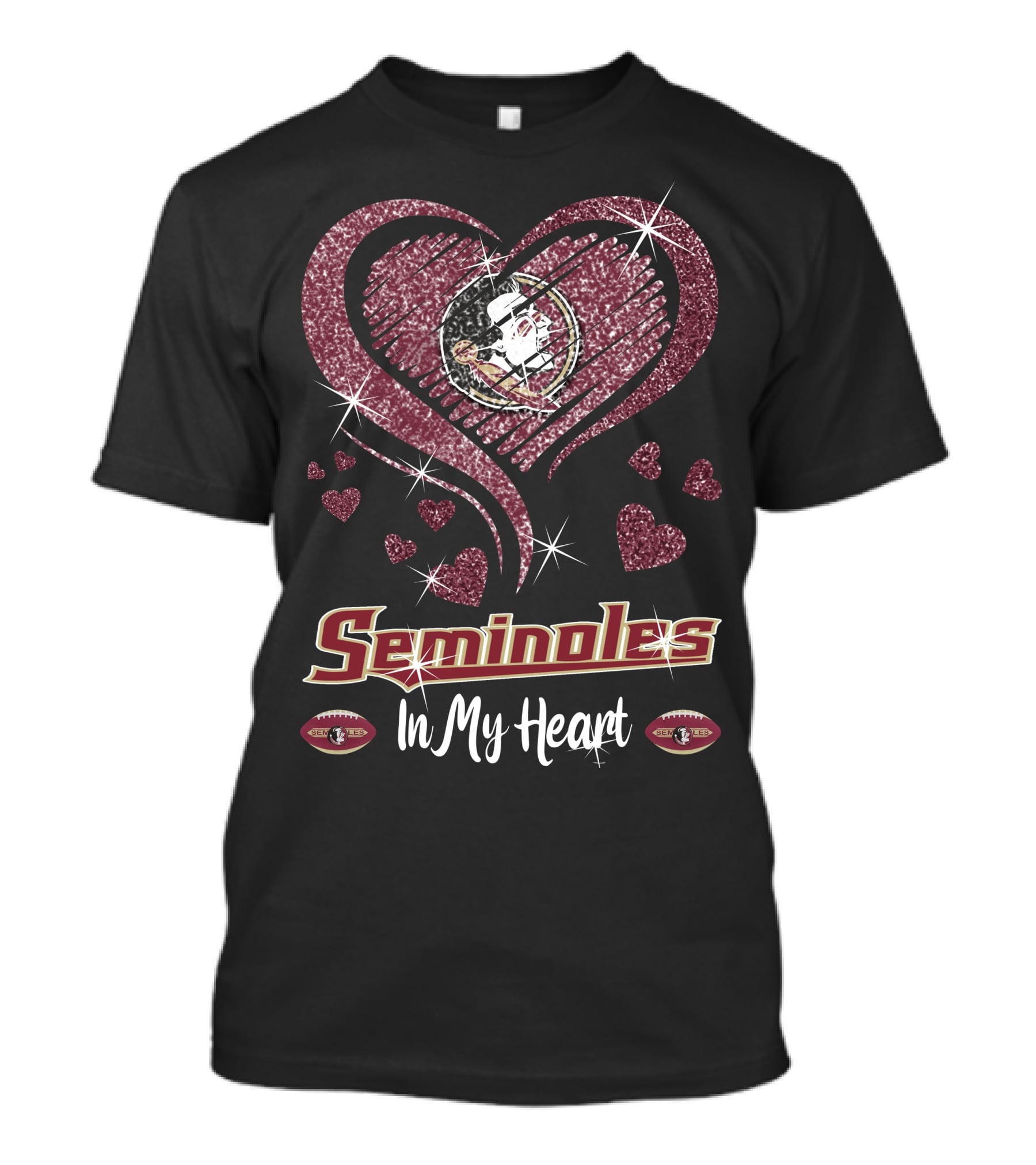 Seminoles In My Heart Florida State Football Hearts T-Shirt