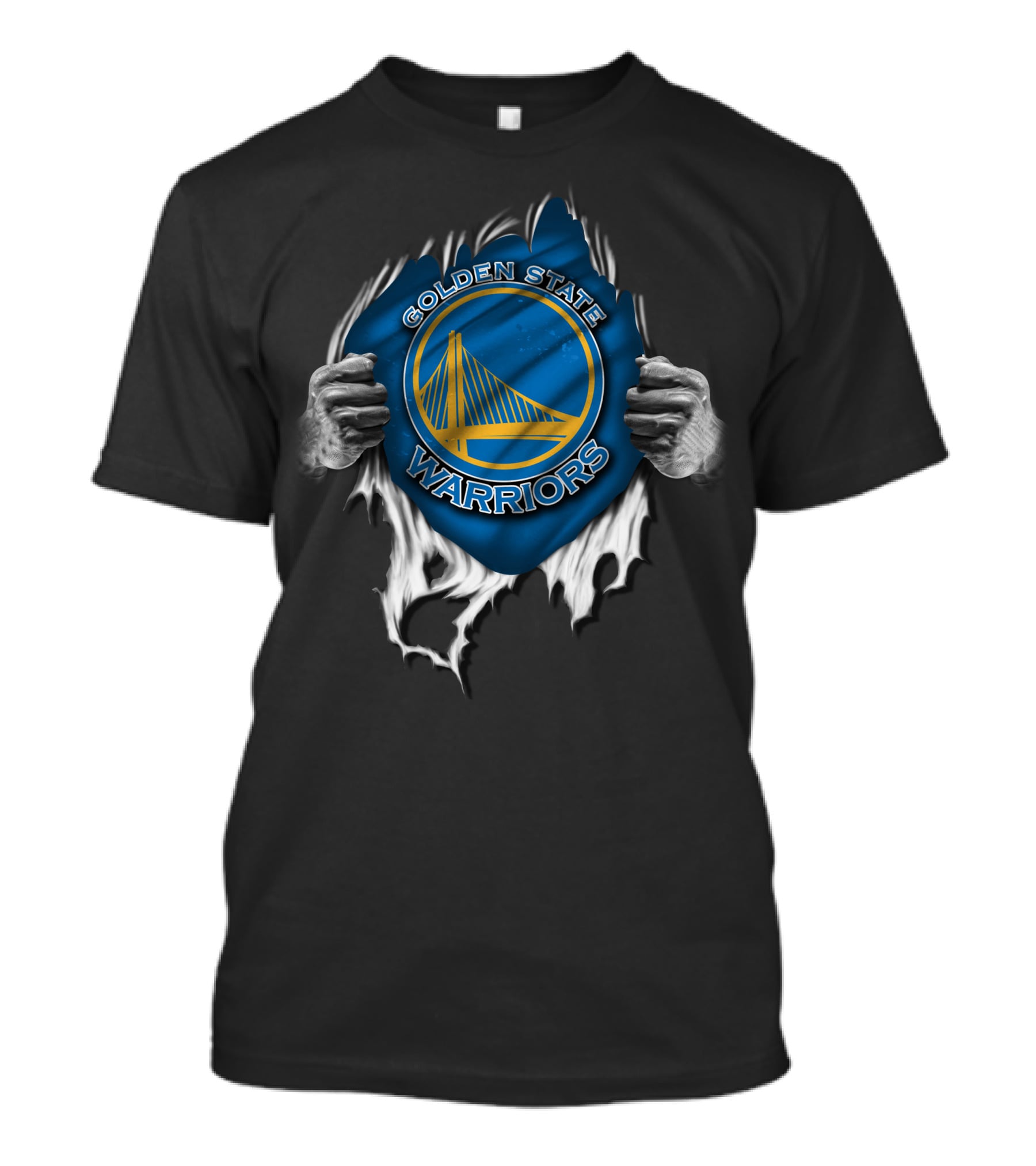 Torn Golden State Warriors Blue T-Shirt