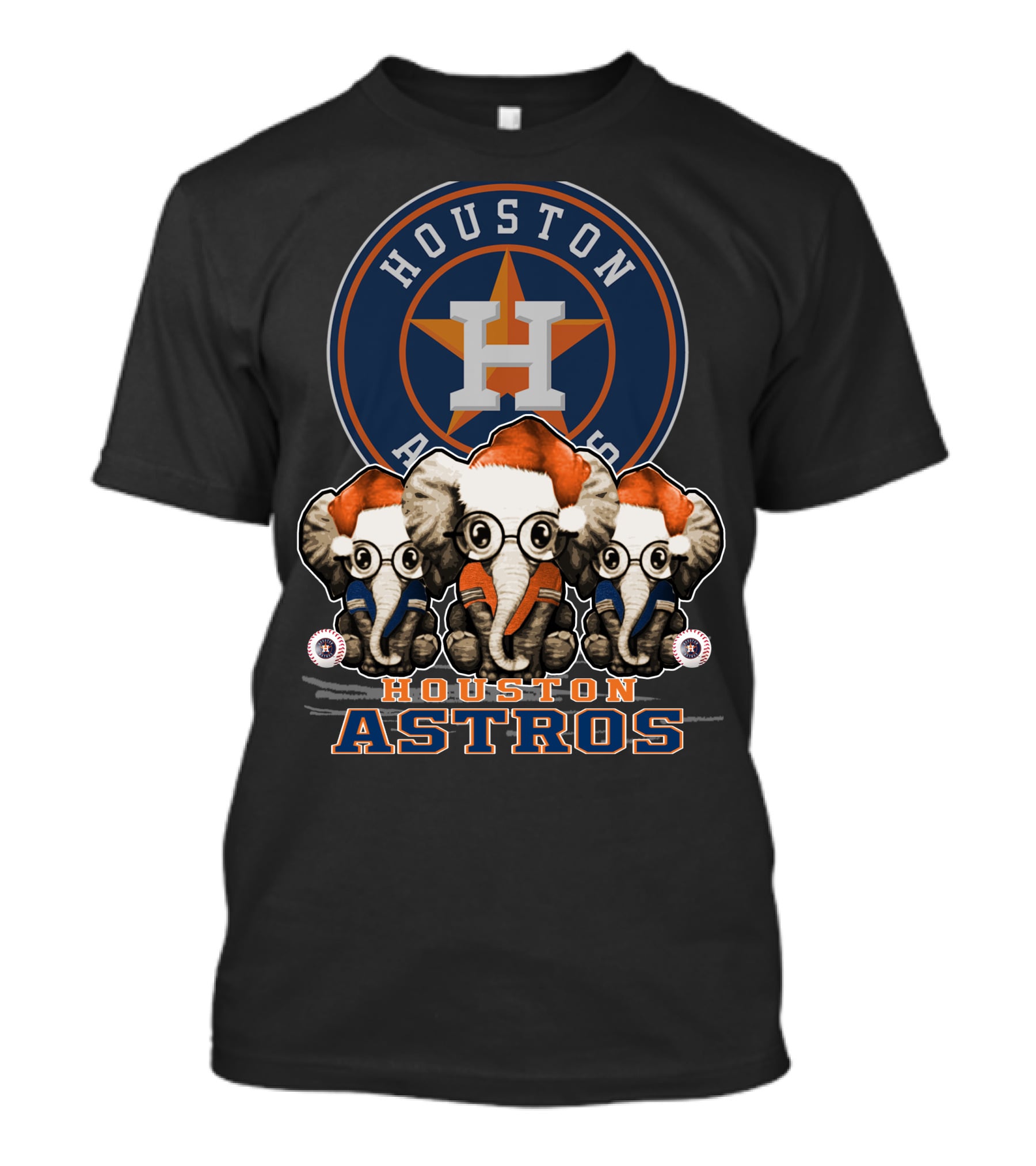 Houston Astros Christmas Elephants T-Shirt
