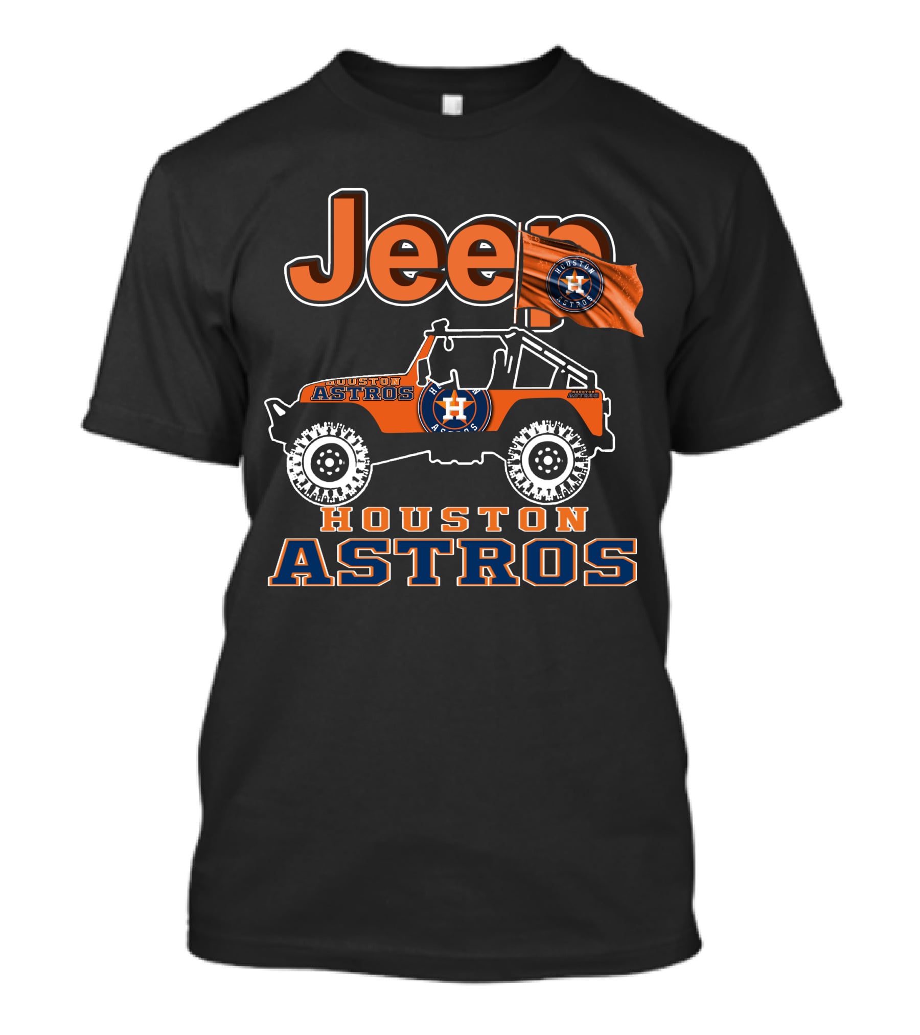 Jeep Houston Astros Logo Orange Jeep Flag Baseball Team T-Shirt
