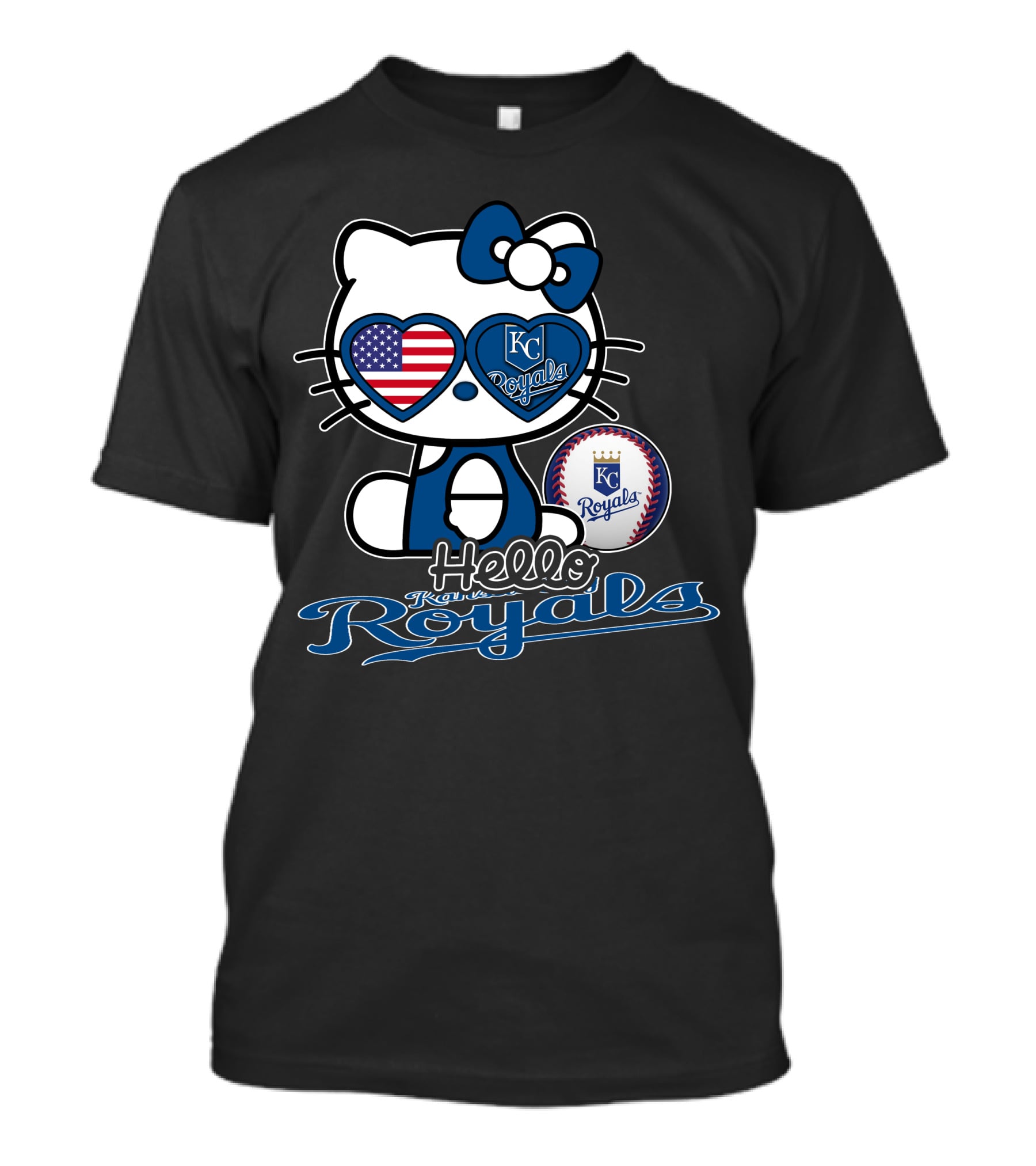 Hello Kitty Kansas City Royals USA Baseball T-Shirt