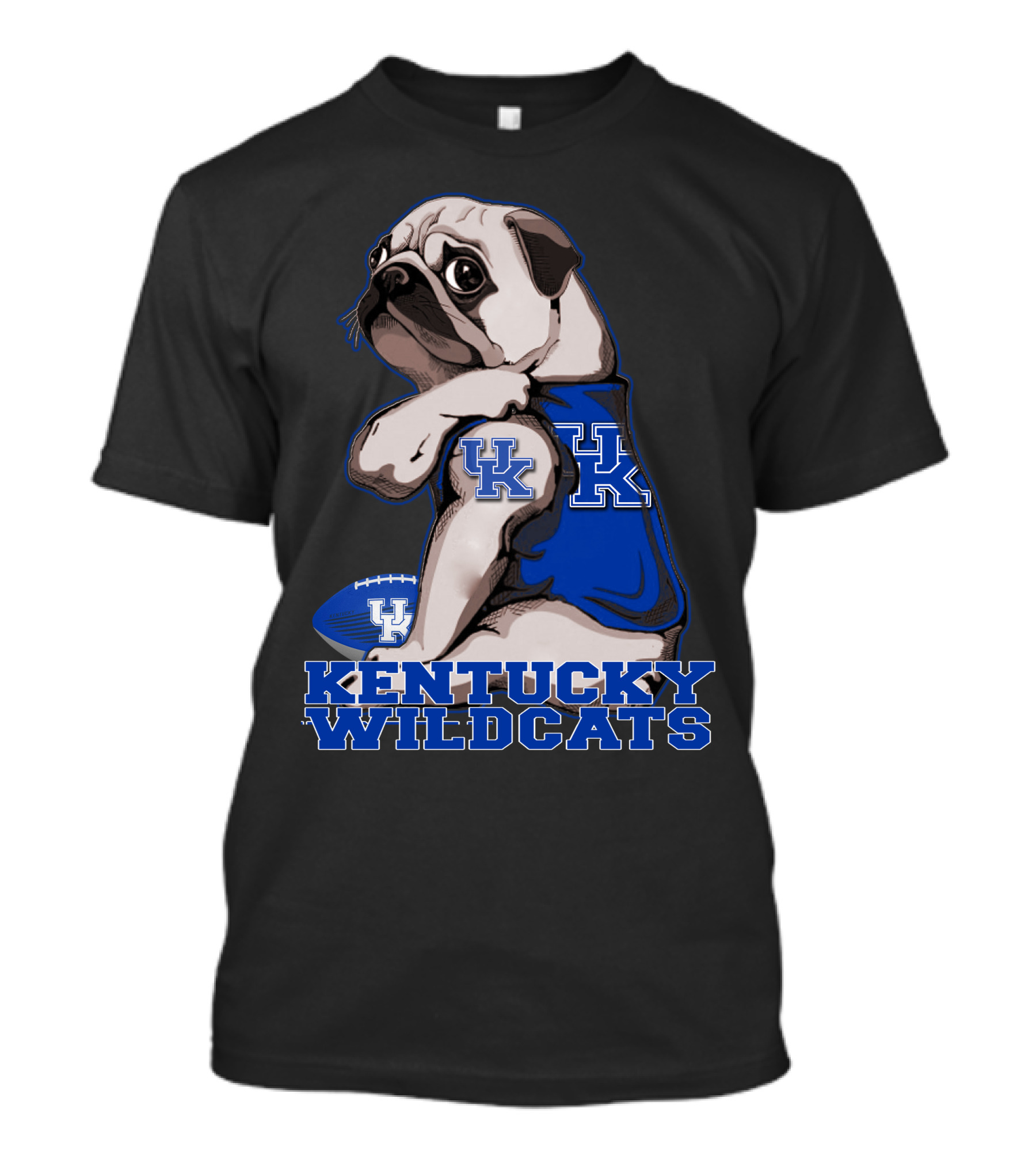 Kentucky Wildcats Pug With Football And UK T-Shirt