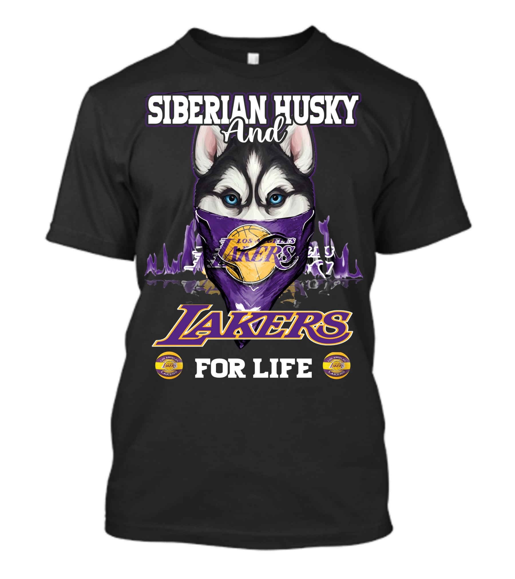 Siberian Husky And Los Angeles Lakers For Life T-Shirt