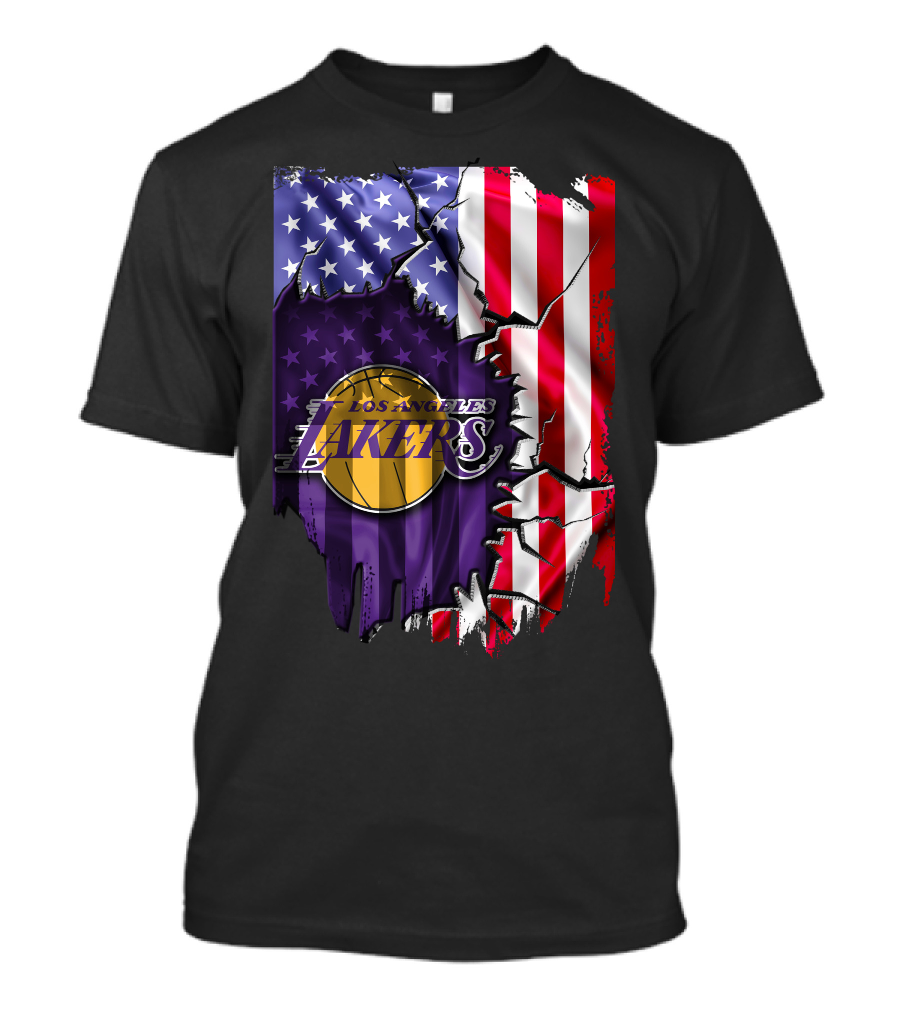 Los Angeles Lakers American Flag Basketball T-Shirt