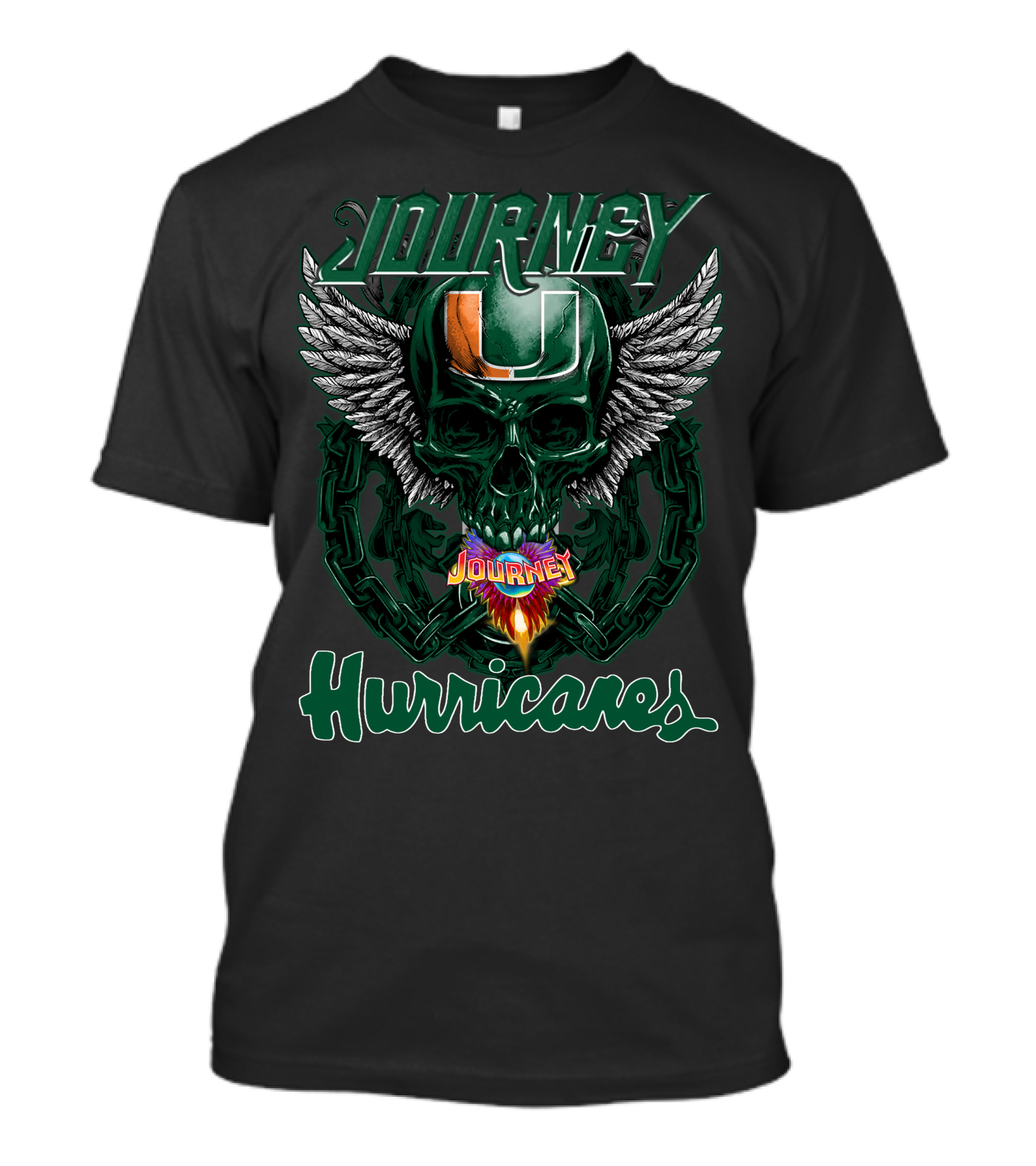 Journey Miami Hurricanes Skull Wings T-Shirt