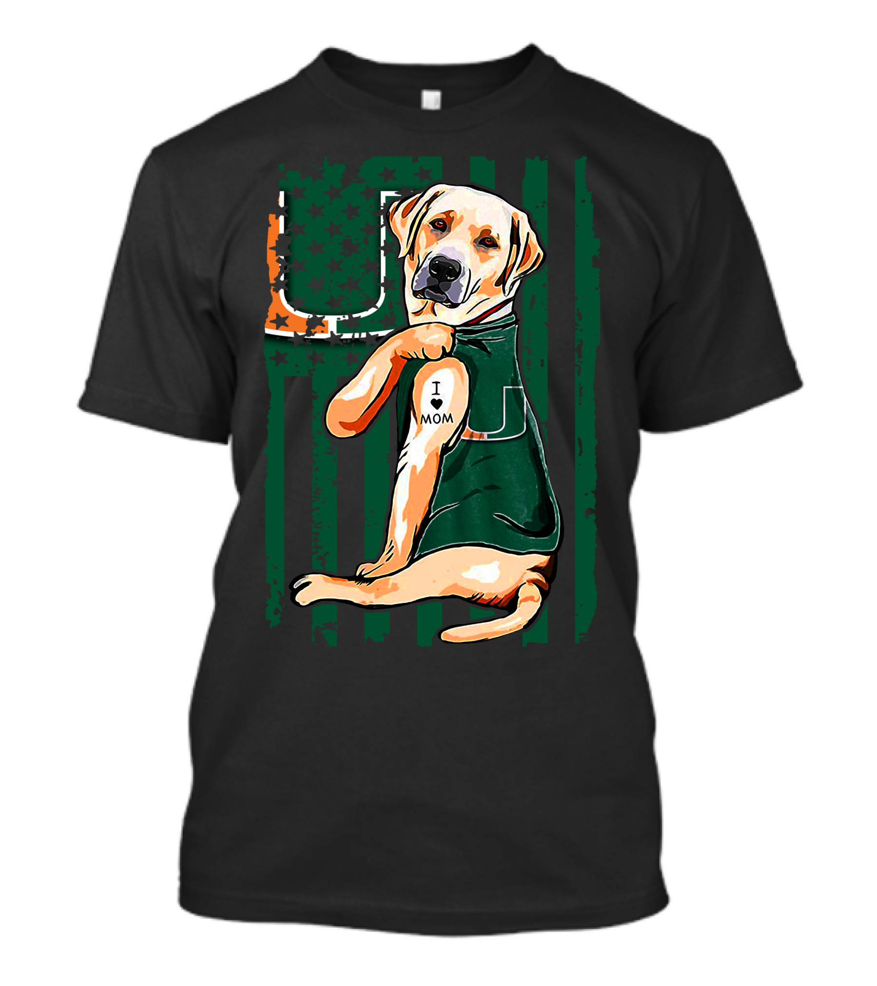 Labrador Retriever I Love Mom Miami Hurricanes T-Shirt