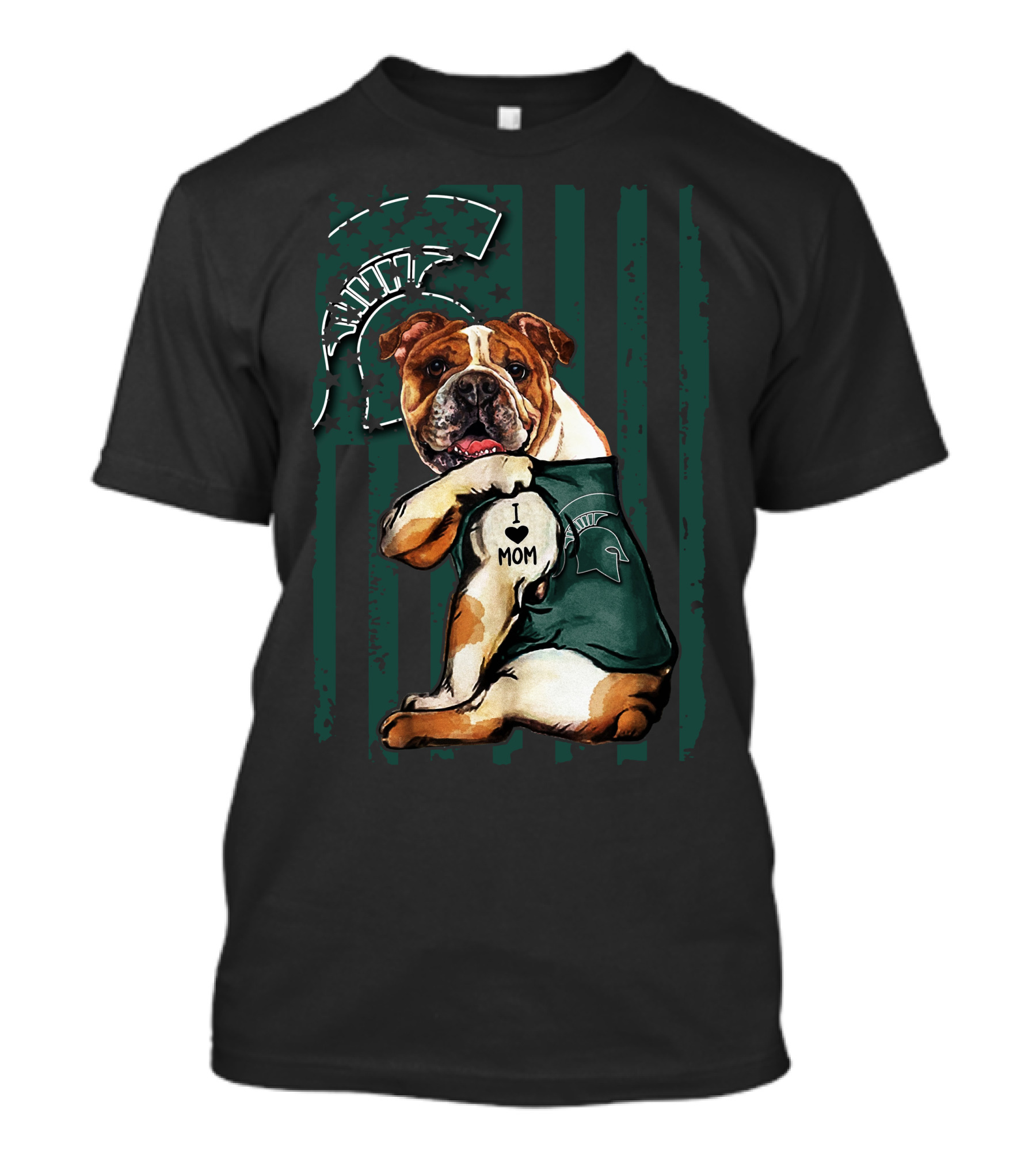 I Love Mom Michigan State Spartans Bulldog Wearing Team T-Shirt