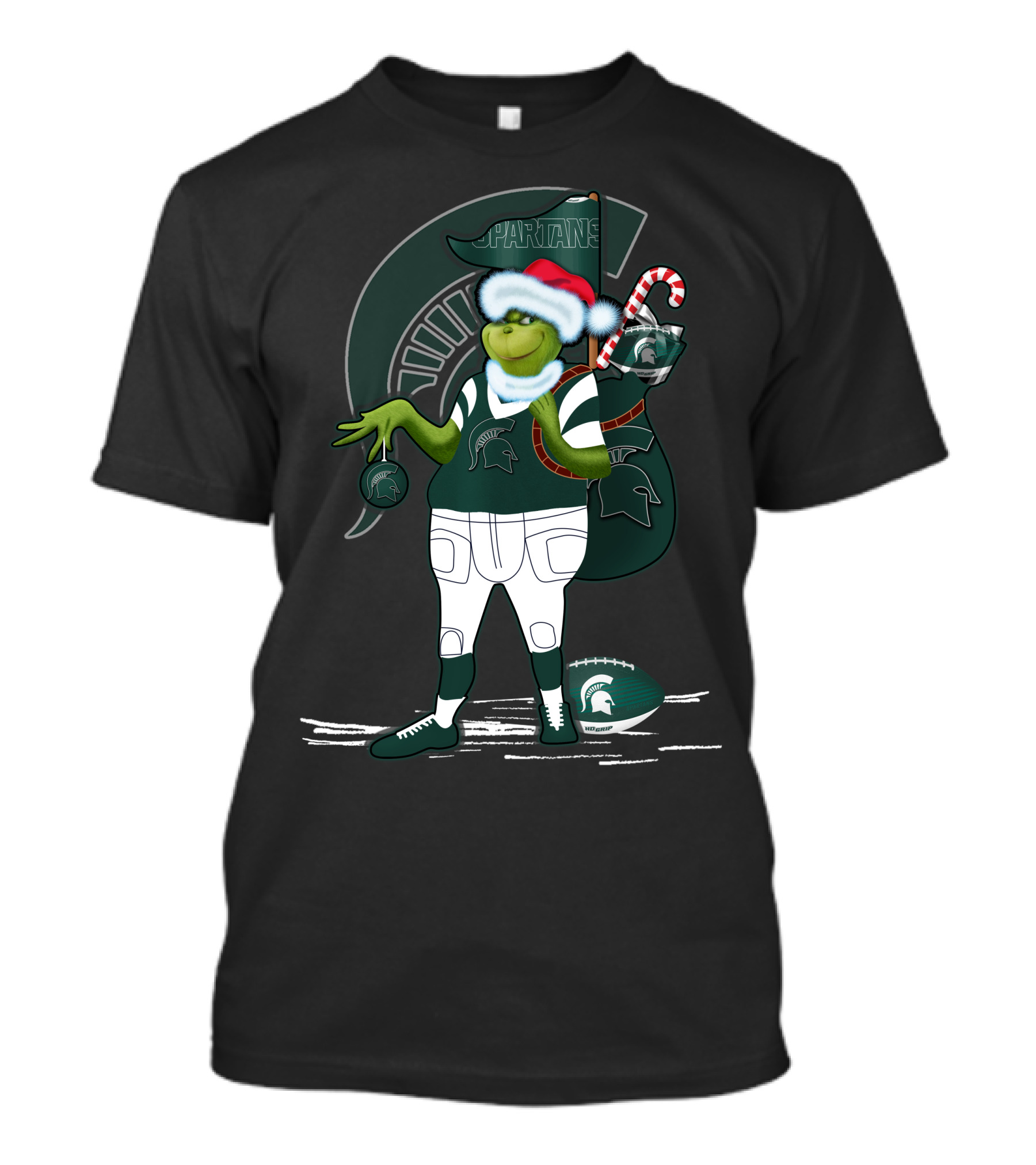 Grinchxmas Michigan State Spartans Holiday Football Mascot T-Shirt