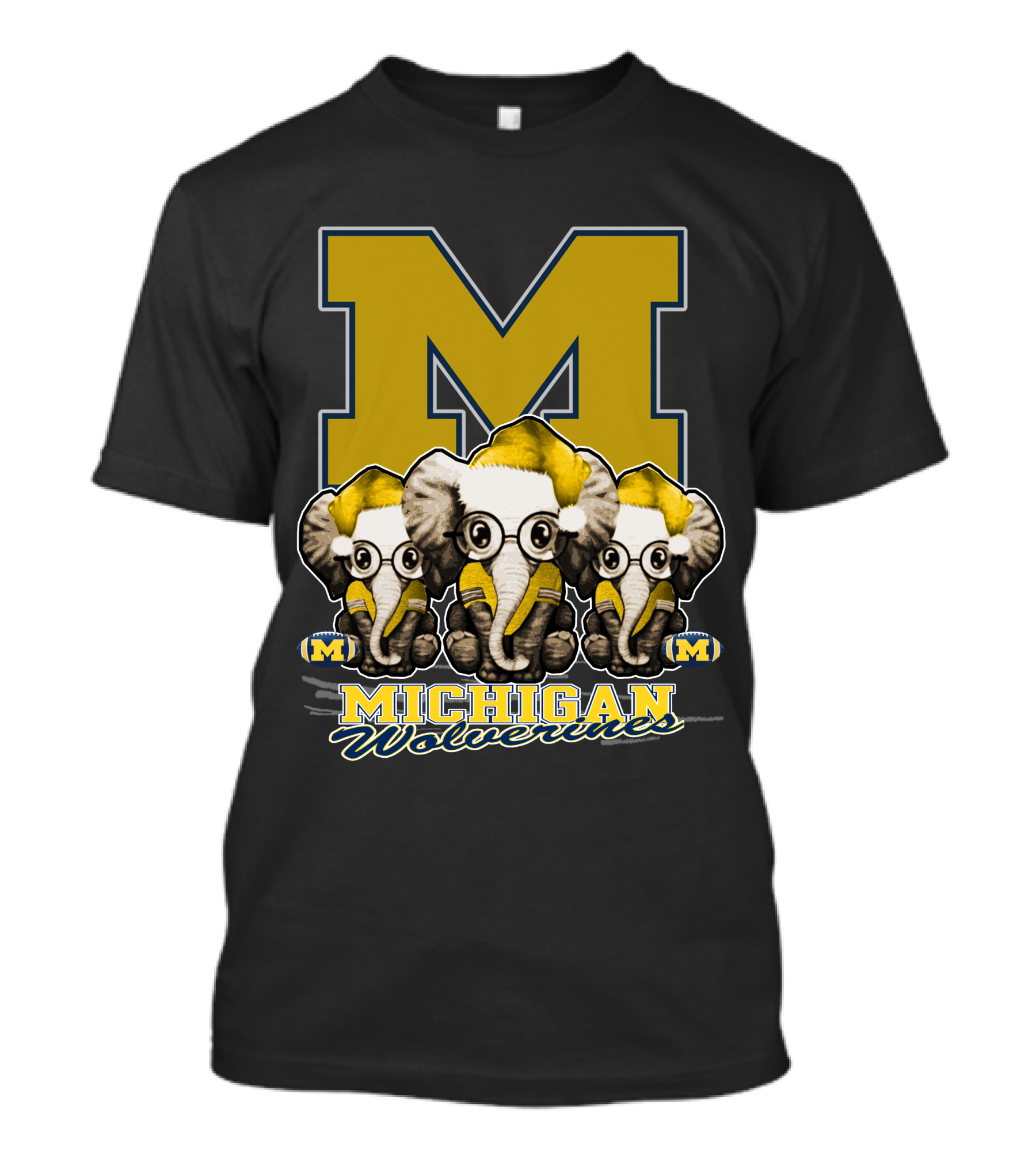 Michigan Wolverines Three Elephants With Glasses Holiday T-Shirt
