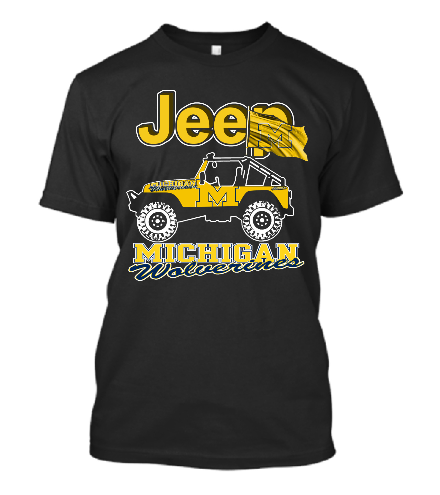 Jeep Michigan Wolverines Flag T-Shirt