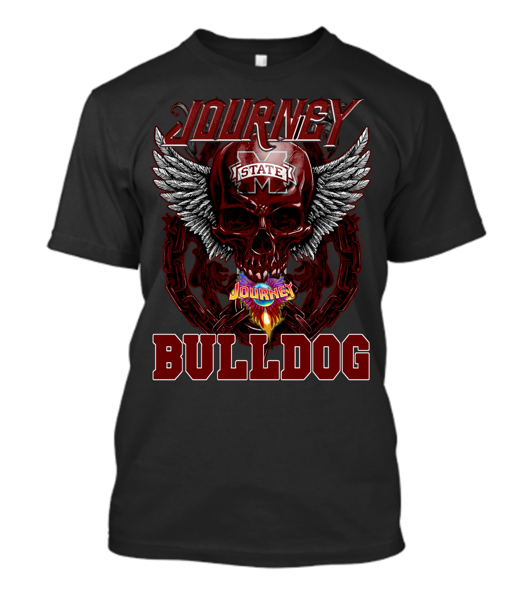 Journey Mississippi State Bulldogs Skull Wings Flame T-Shirt