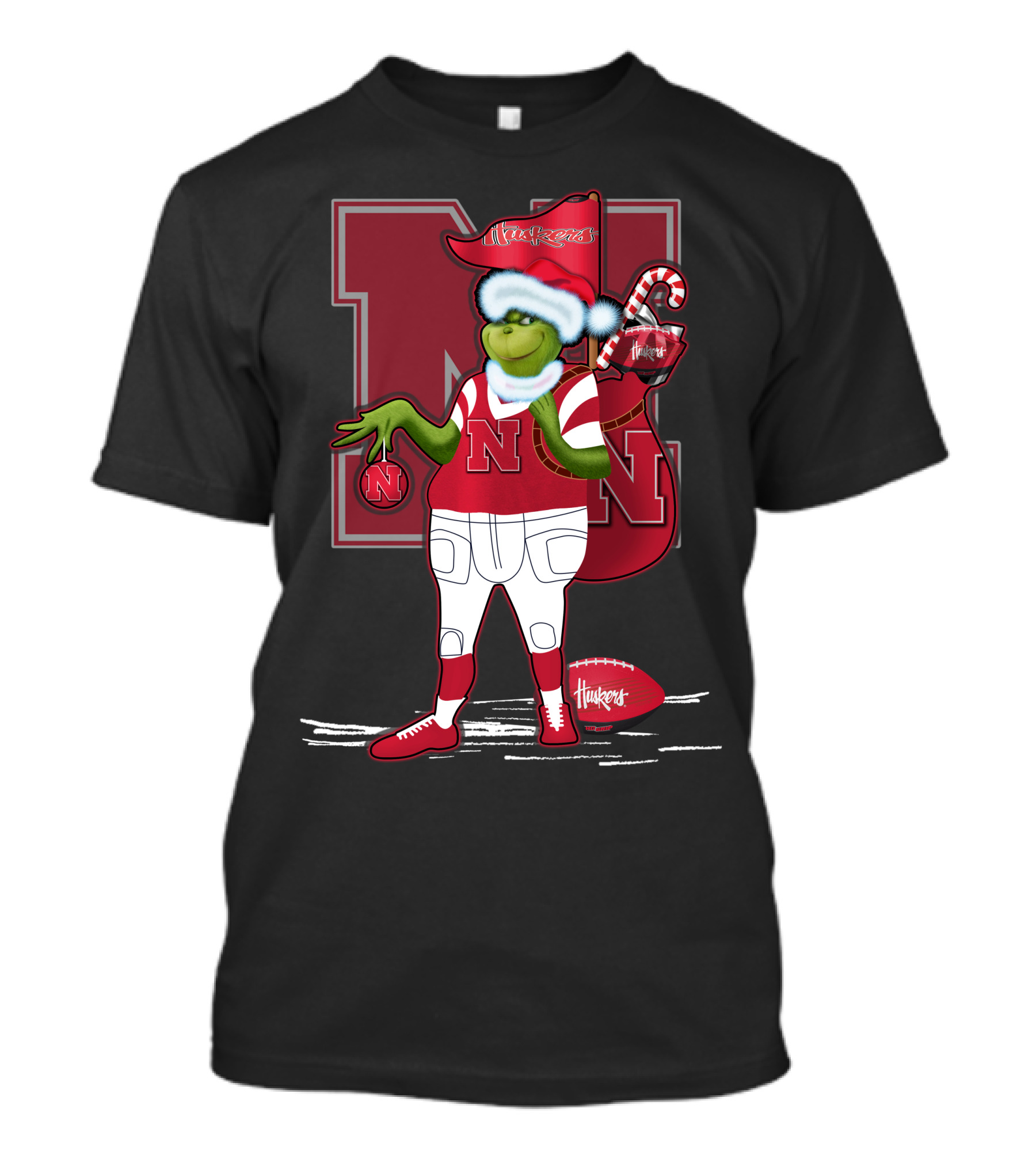 Grinchxmas Nebraska Cornhuskers Festive Football T-Shirt