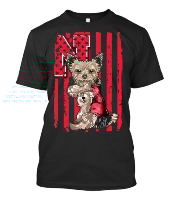 Yorkshire Terrier I Love Mom Nebraska Cornhuskers N Stripe T-Shirt