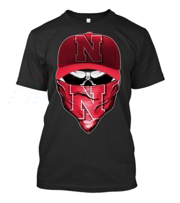 Skull Bandana Cap Nebraska Cornhuskers N T-Shirt