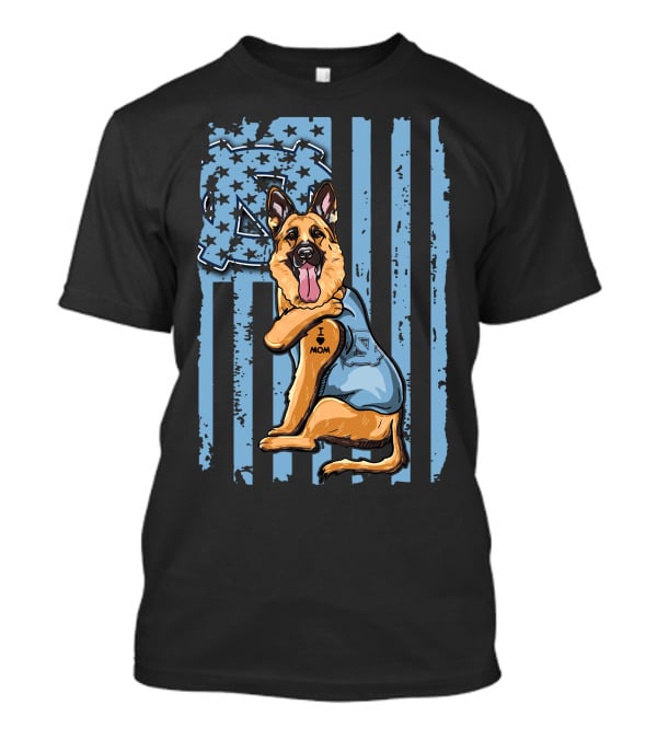 German Shepherd I Love Mom North Carolina Tar Heels T-Shirt
