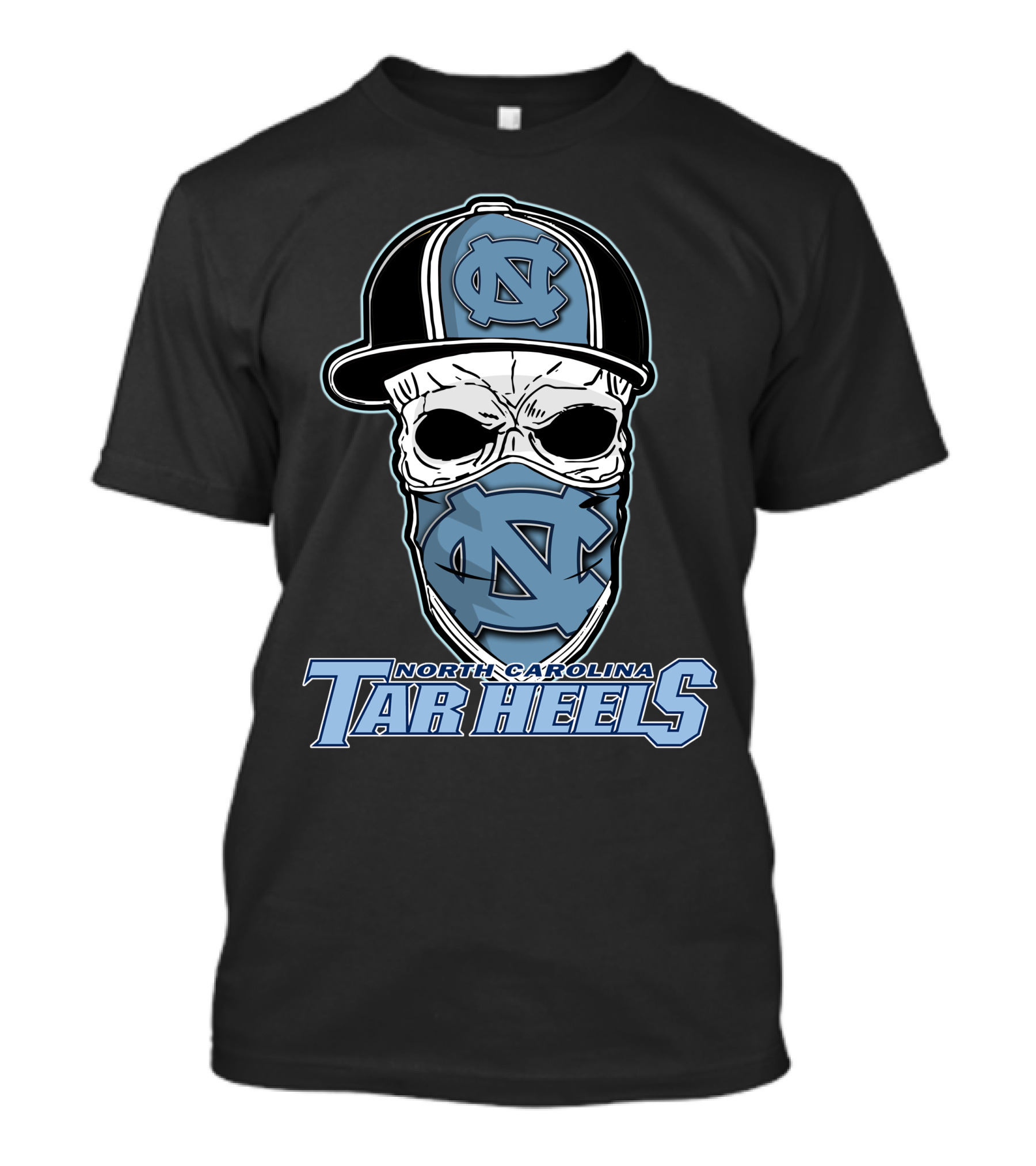 North Carolina Tar Heels Skull Hat T-Shirt