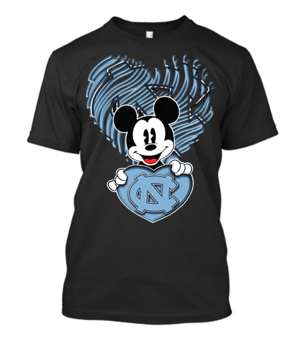 Mick Mouse North Carolina Tar Heels Heart T-Shirt