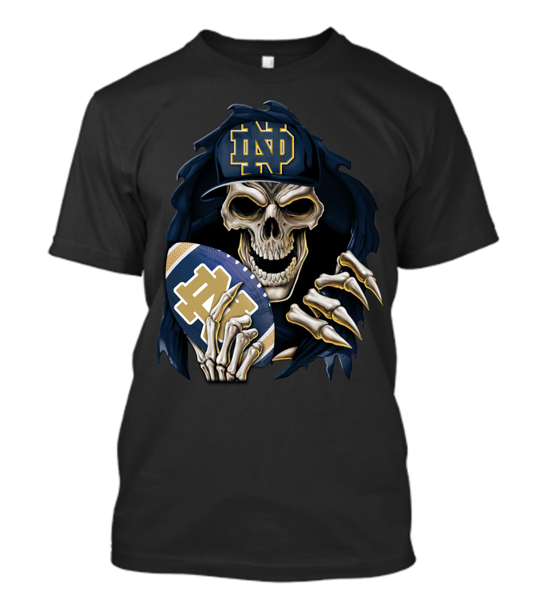 Notre Dame Fighting Irish Skull With Football Helmet T-Shirt
