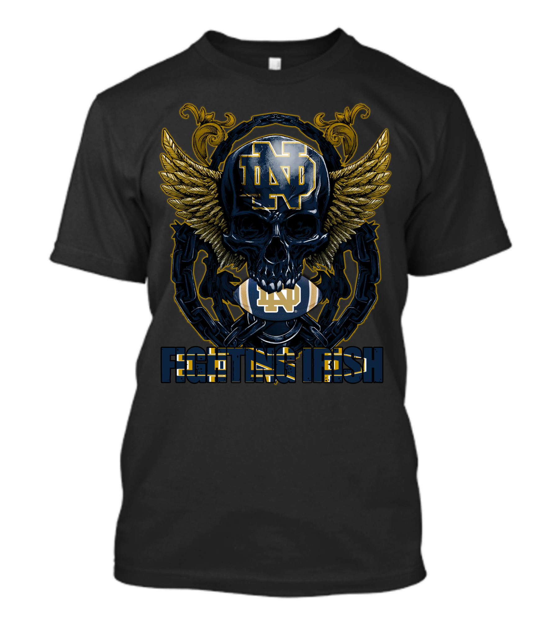ND Skull Wings Chain Football Fighting Irish T-Shirt